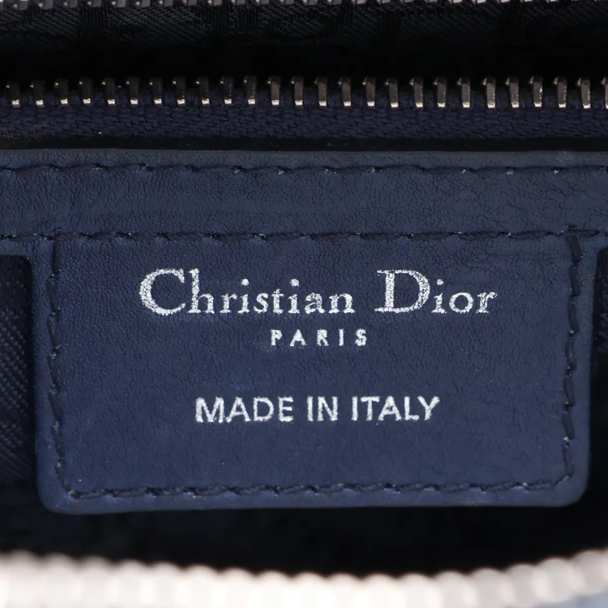 Lady Dior Cannage Large Leather 2-Way Handbag, Blue — view 10