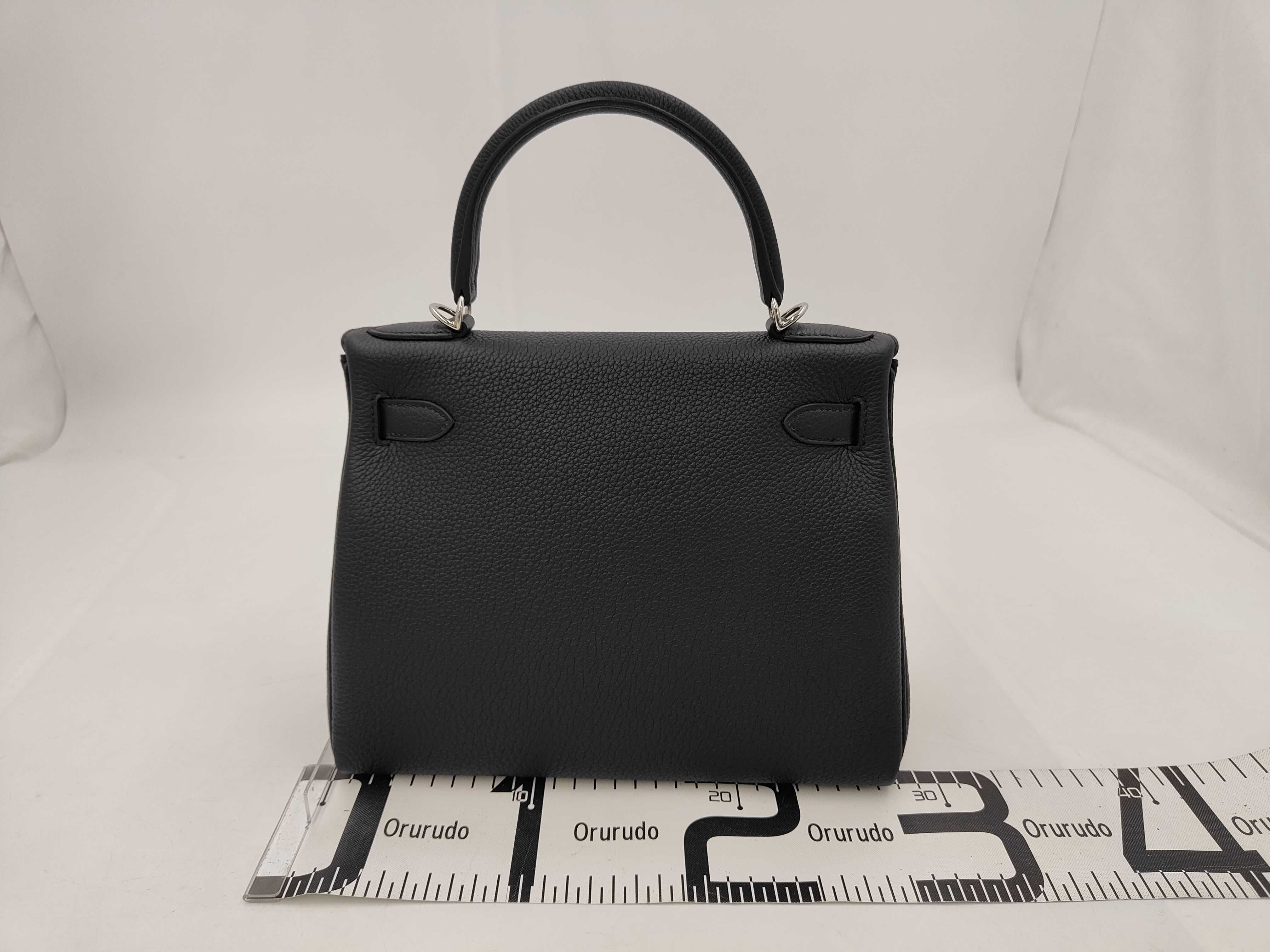 Kelly 28 Black Togo Leather Handbag with Silver Hardware (G Stamp) — view 2