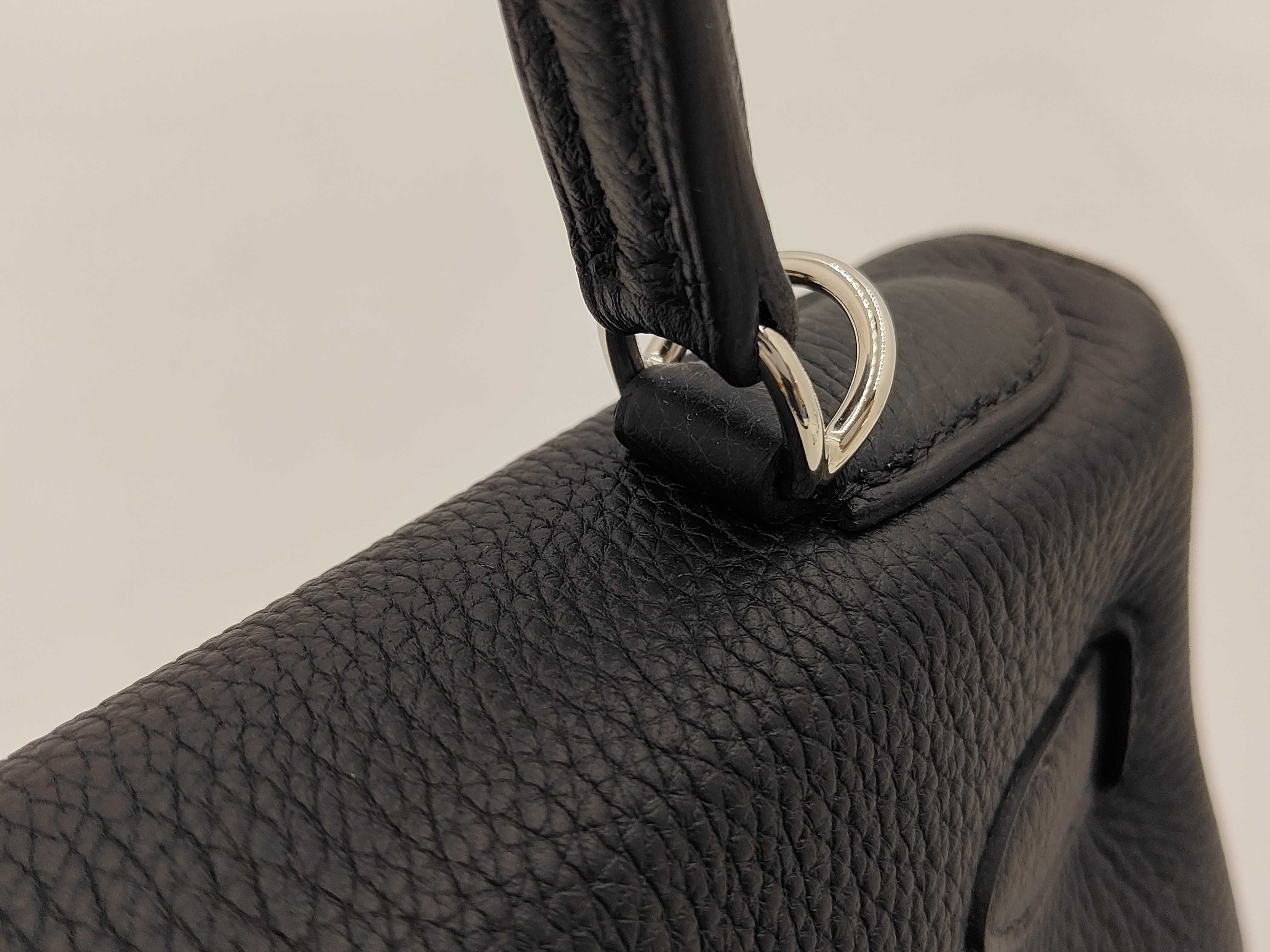 Kelly 28 Black Togo Leather Handbag with Silver Hardware (G Stamp) — view 3
