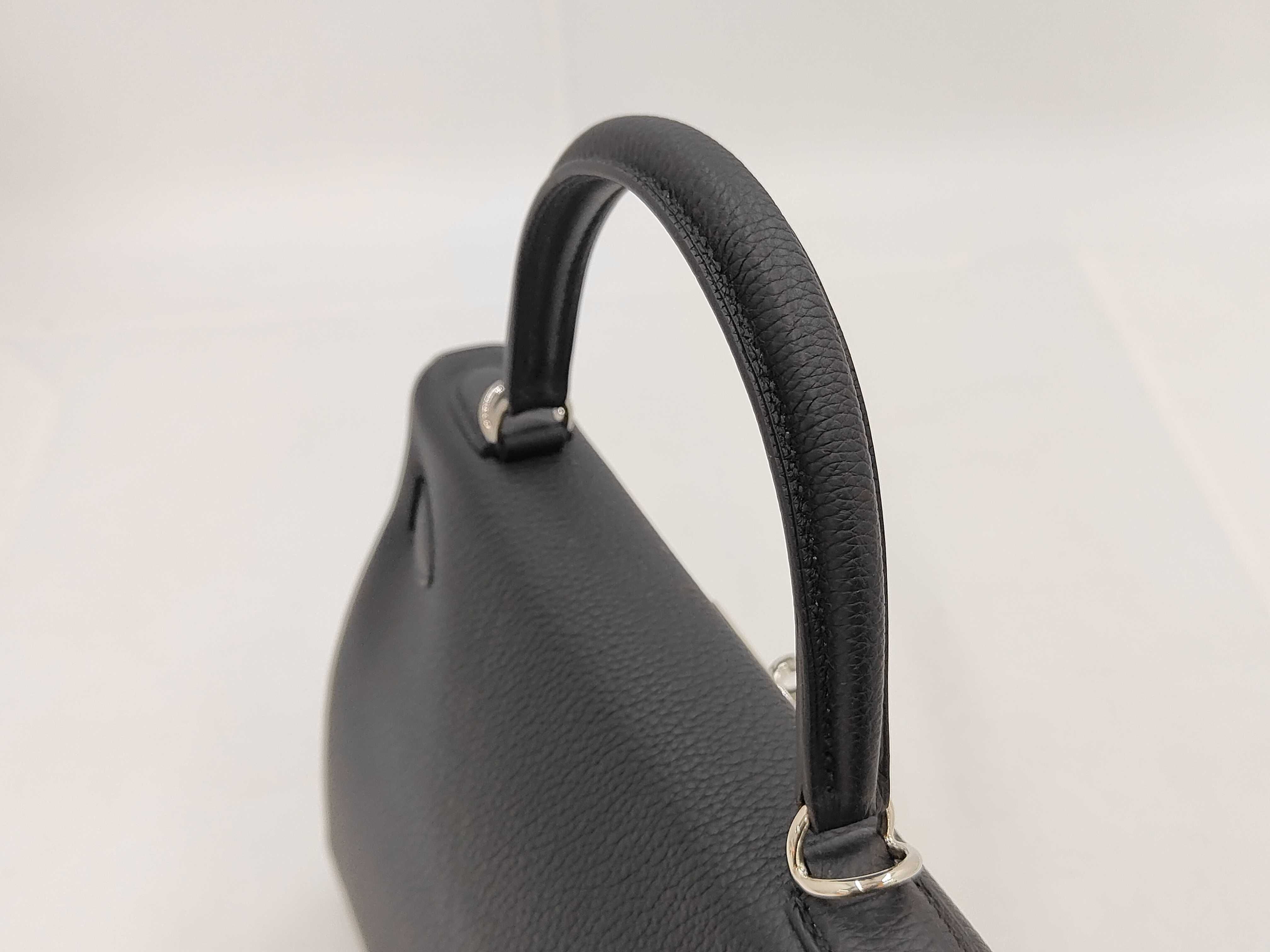 Kelly 28 Black Togo Leather Handbag with Silver Hardware (G Stamp) — view 4