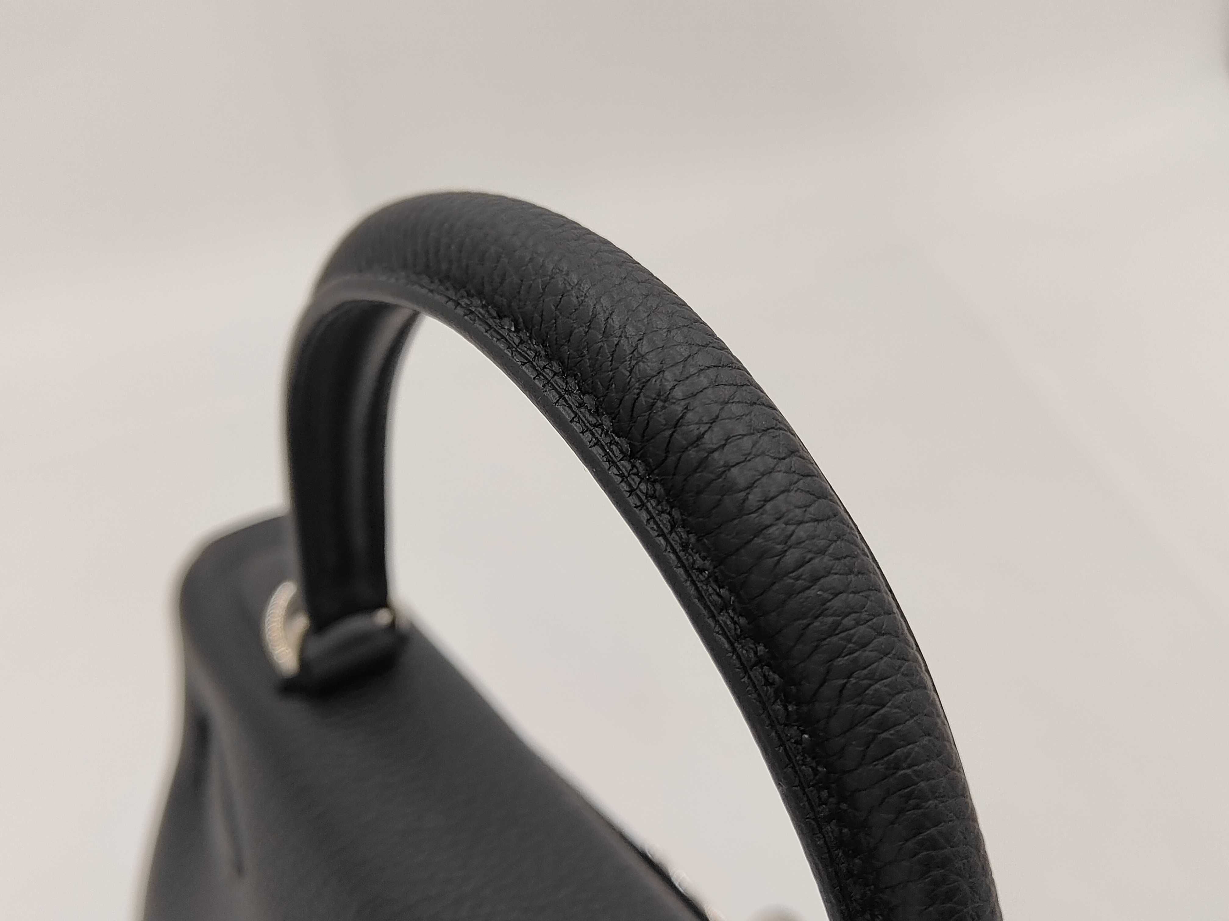 Kelly 28 Black Togo Leather Handbag with Silver Hardware (G Stamp) — view 5