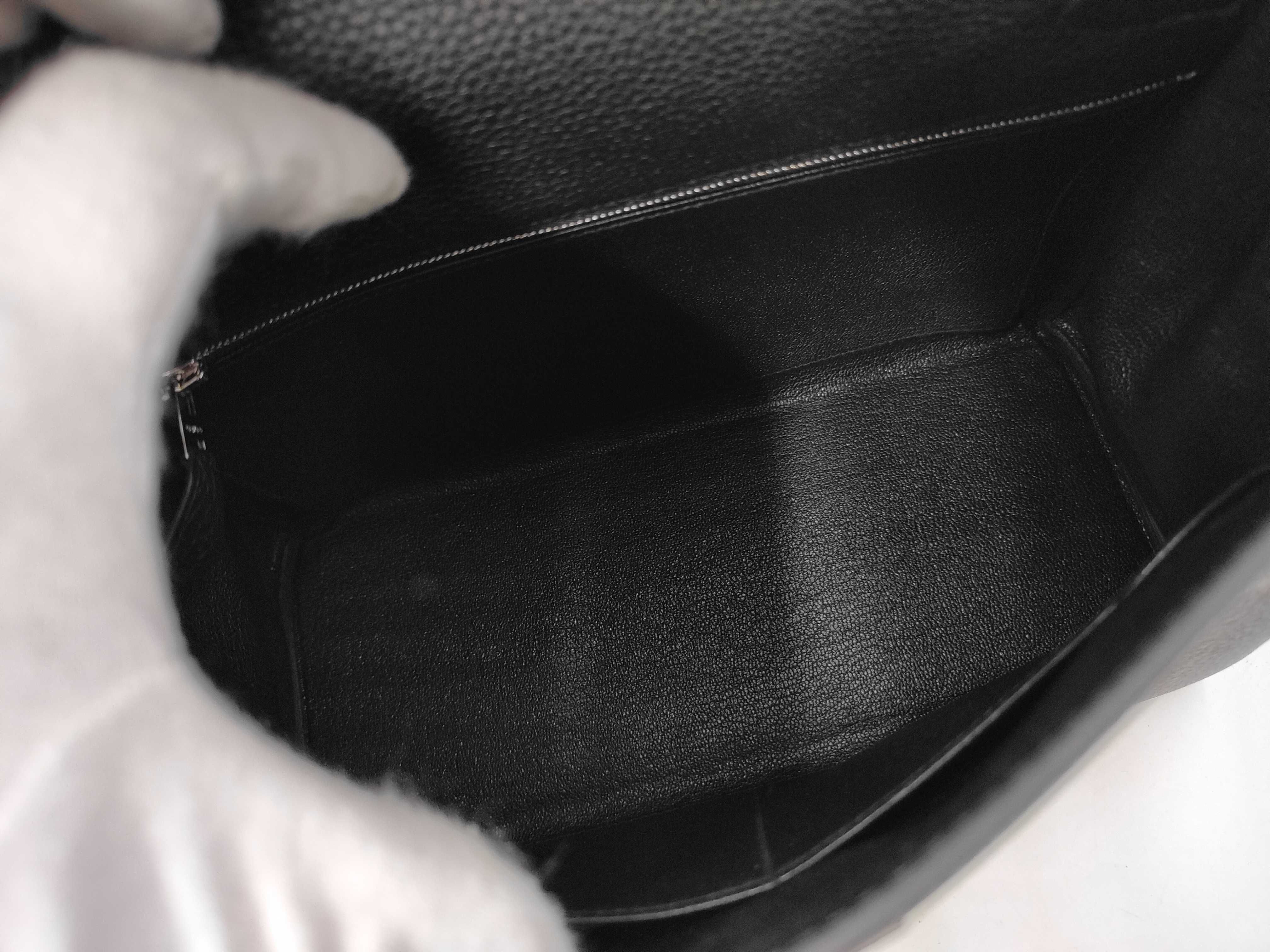 Kelly 28 Black Togo Leather Handbag with Silver Hardware (G Stamp) — view 8
