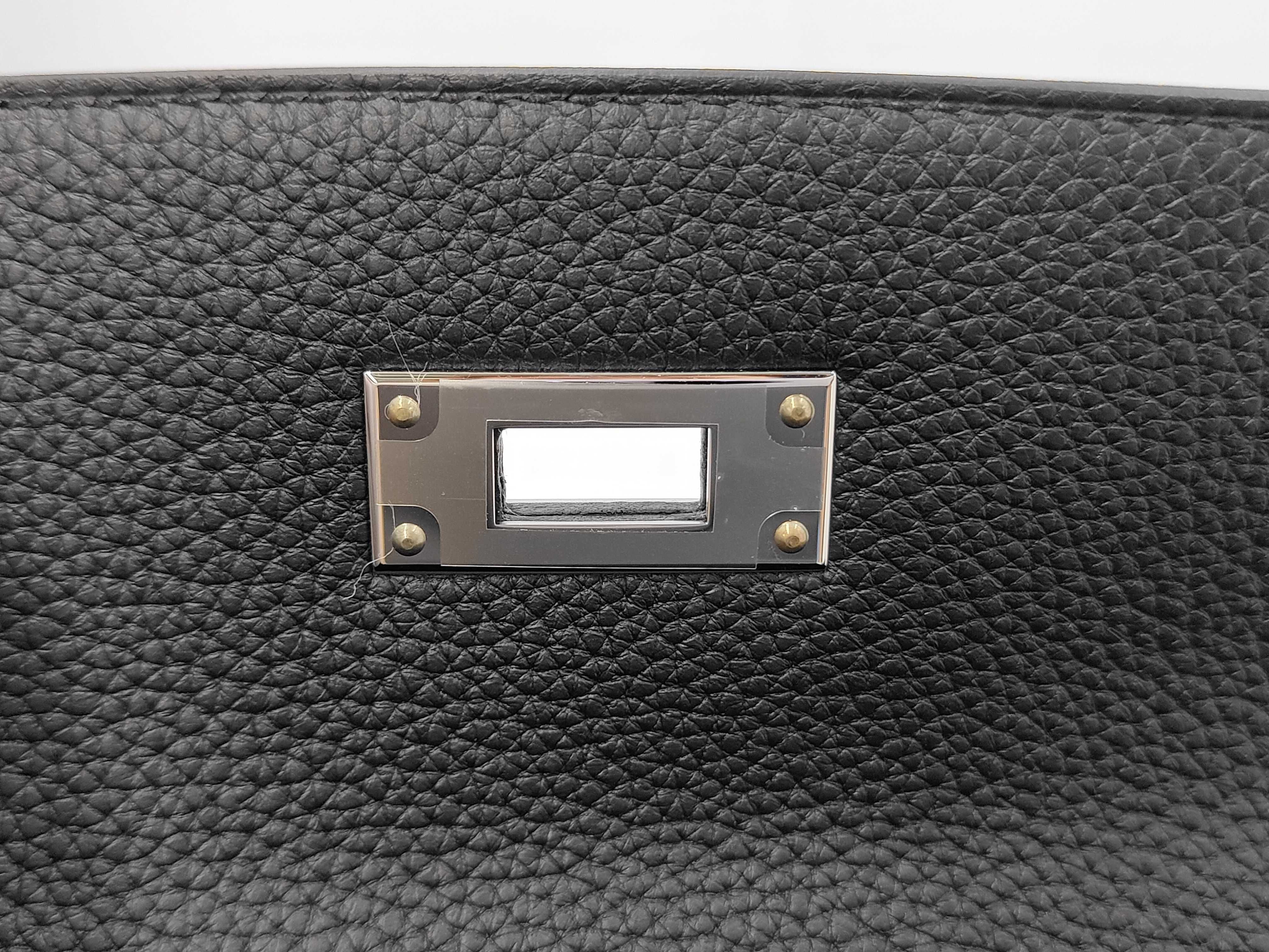 Kelly 28 Black Togo Leather Handbag with Silver Hardware (G Stamp) — view 10