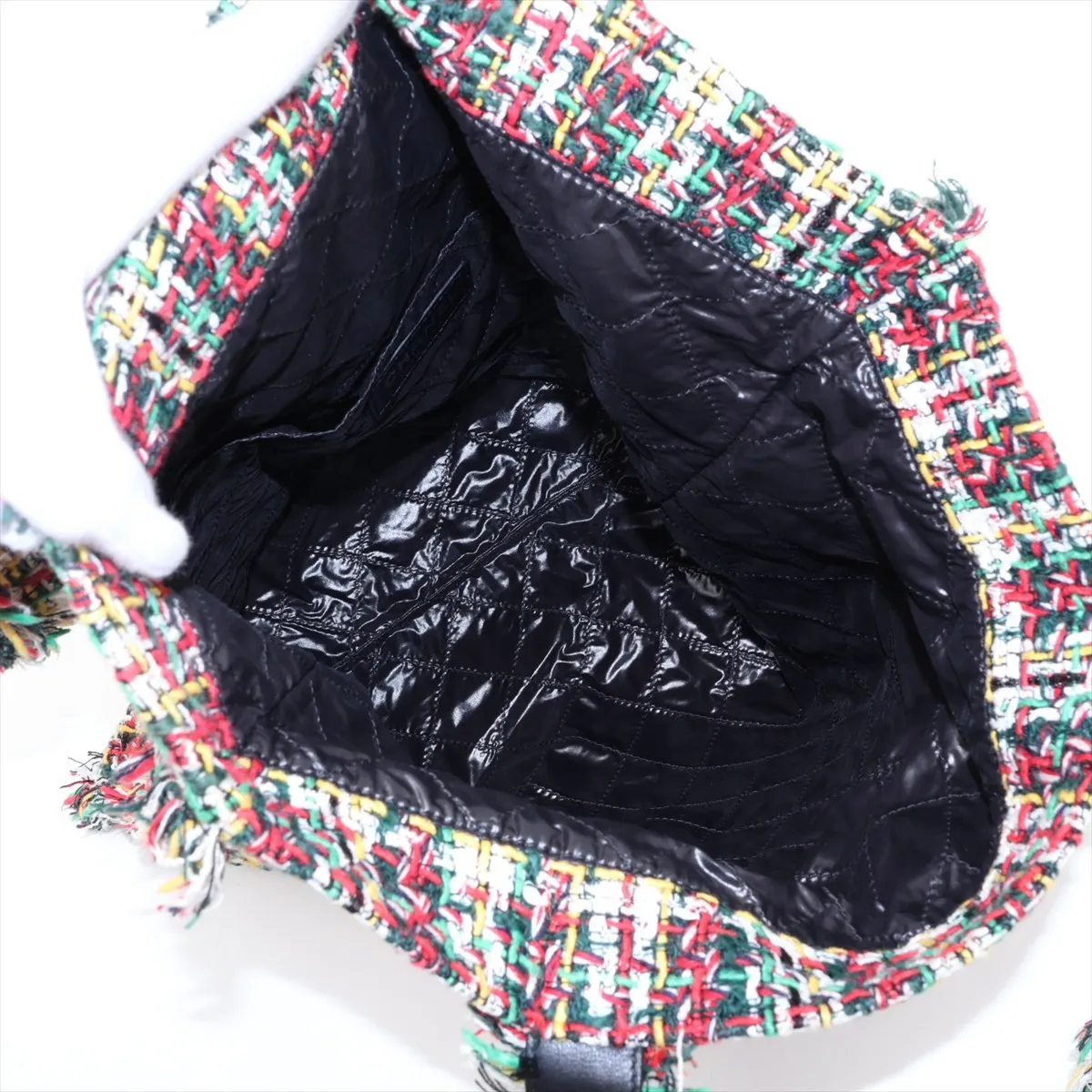 No. 5 Tweed x Leather Tote Bag, Multicolor, Silver Hardware, 23772649, Serial Number 23 — view 7