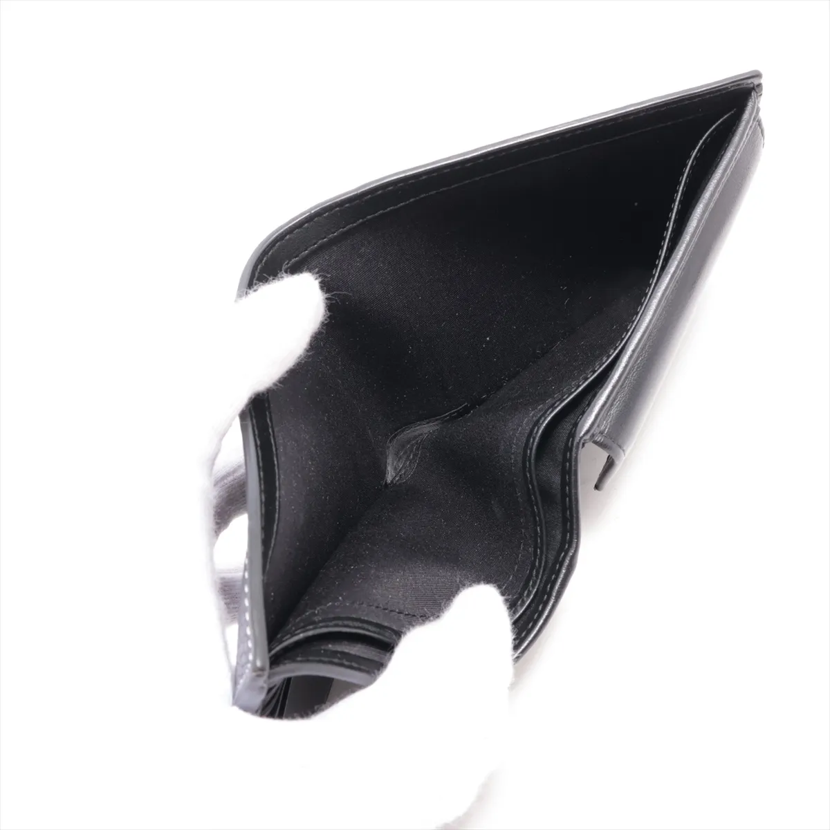 Saddle Leather Compact Wallet, Black — view 5