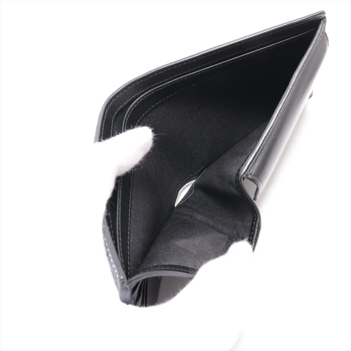 Saddle Leather Compact Wallet, Black — view 6
