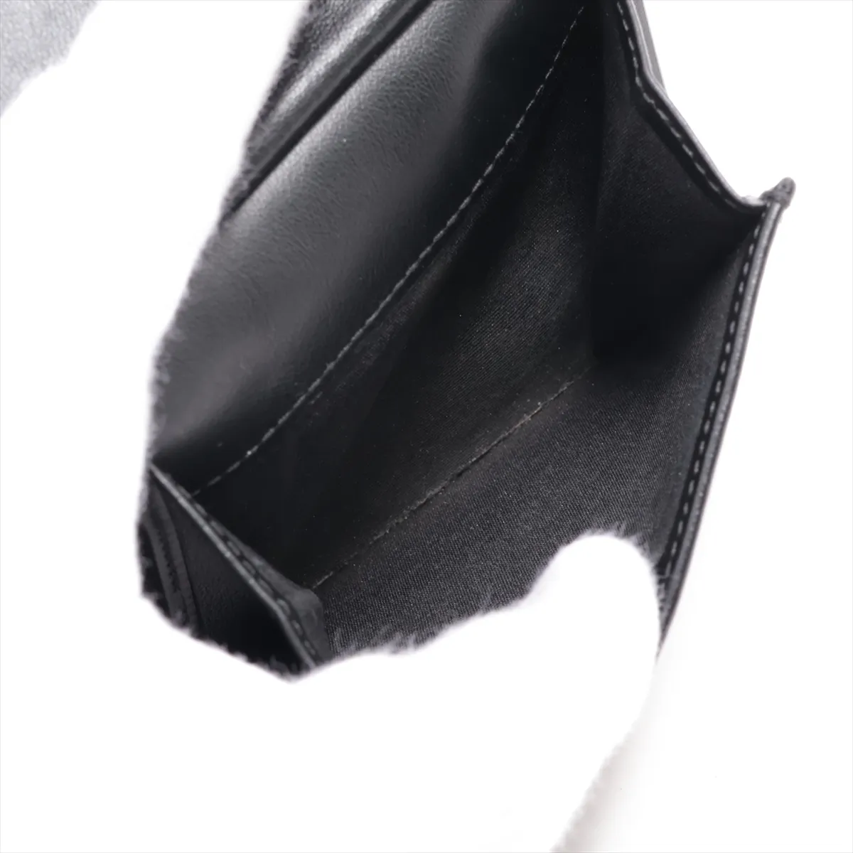 Saddle Leather Compact Wallet, Black — view 7