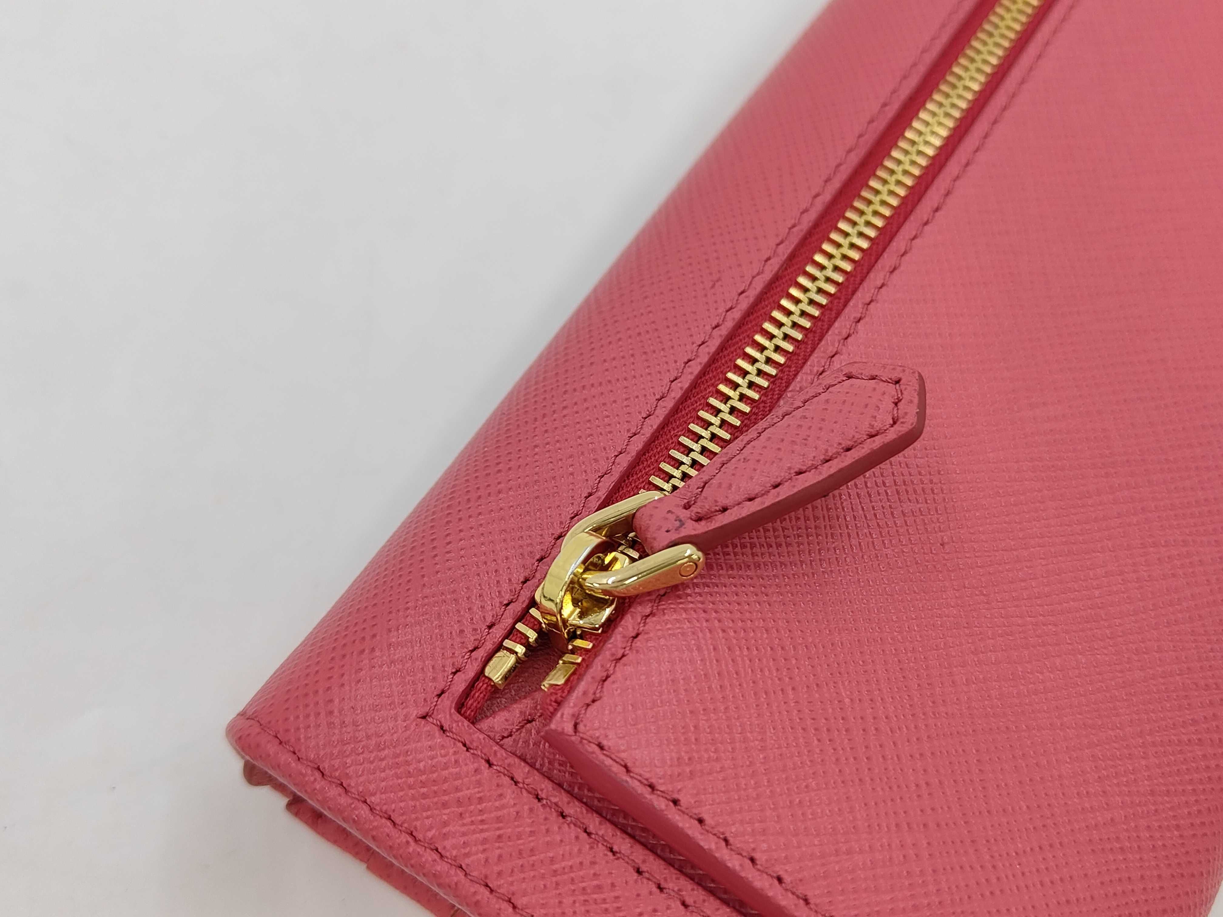 Saffiano Leather Long Wallet Pink — view 7