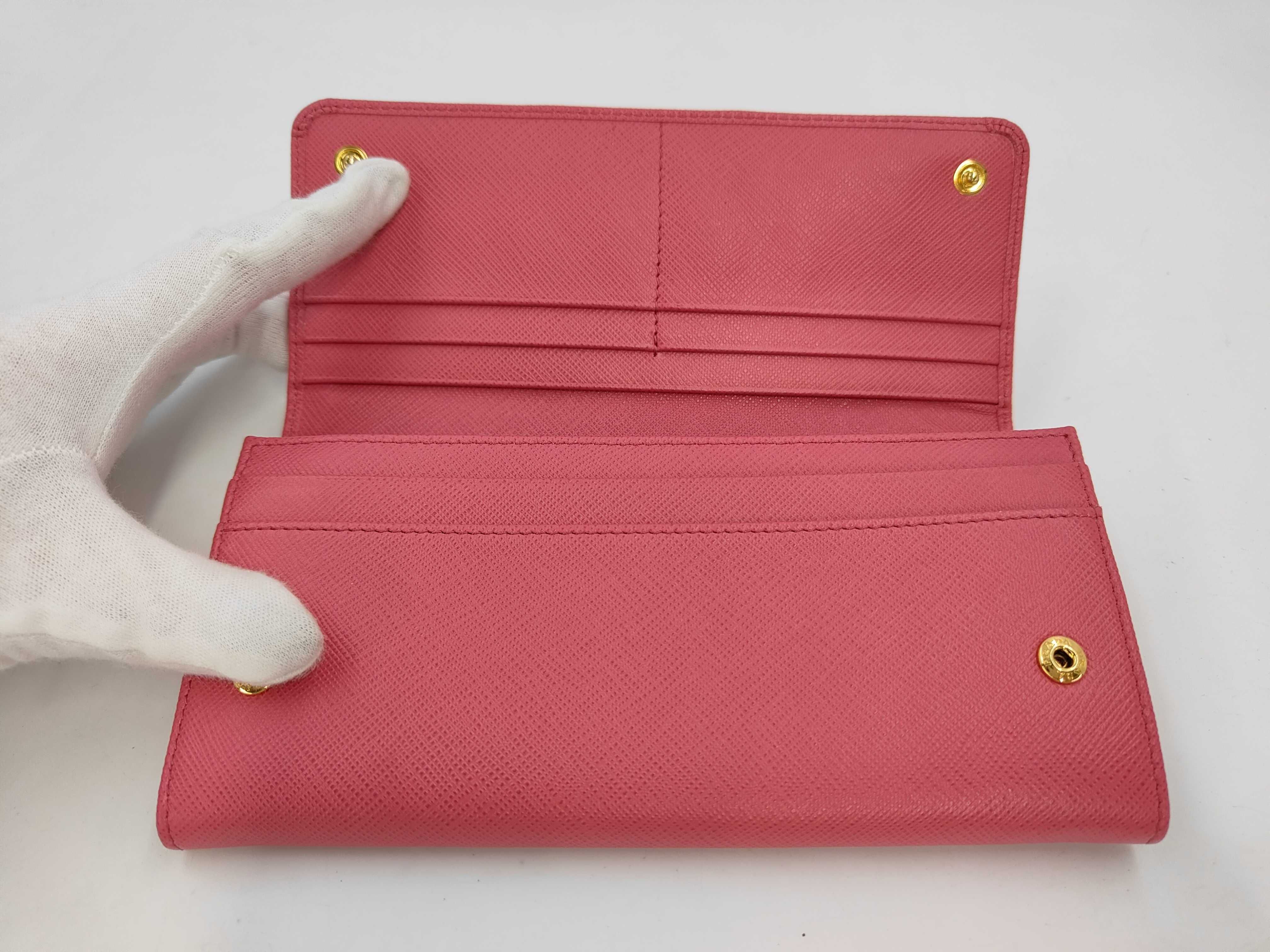 Saffiano Leather Long Wallet Pink — view 9