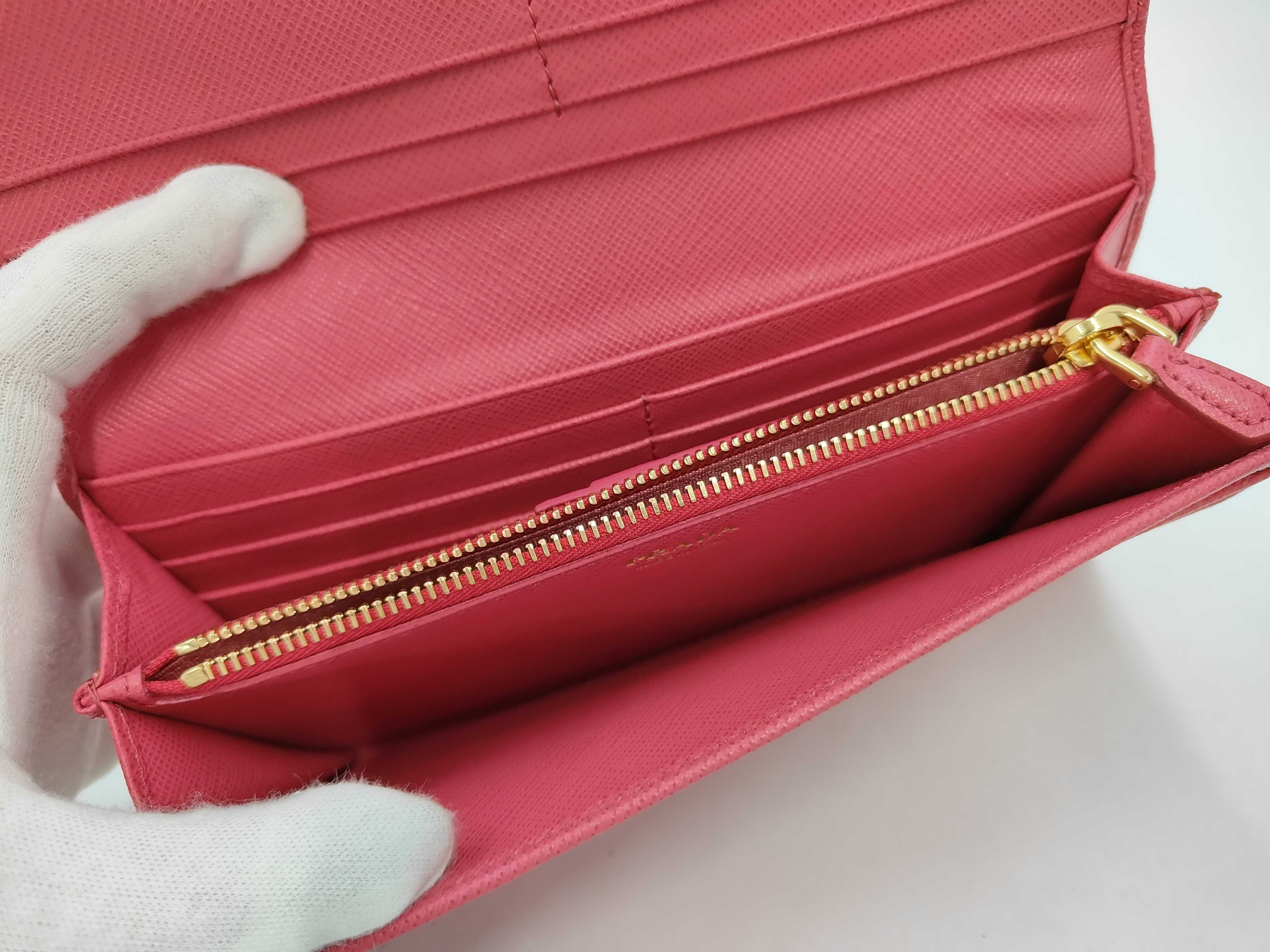 Saffiano Leather Long Wallet Pink — view 10