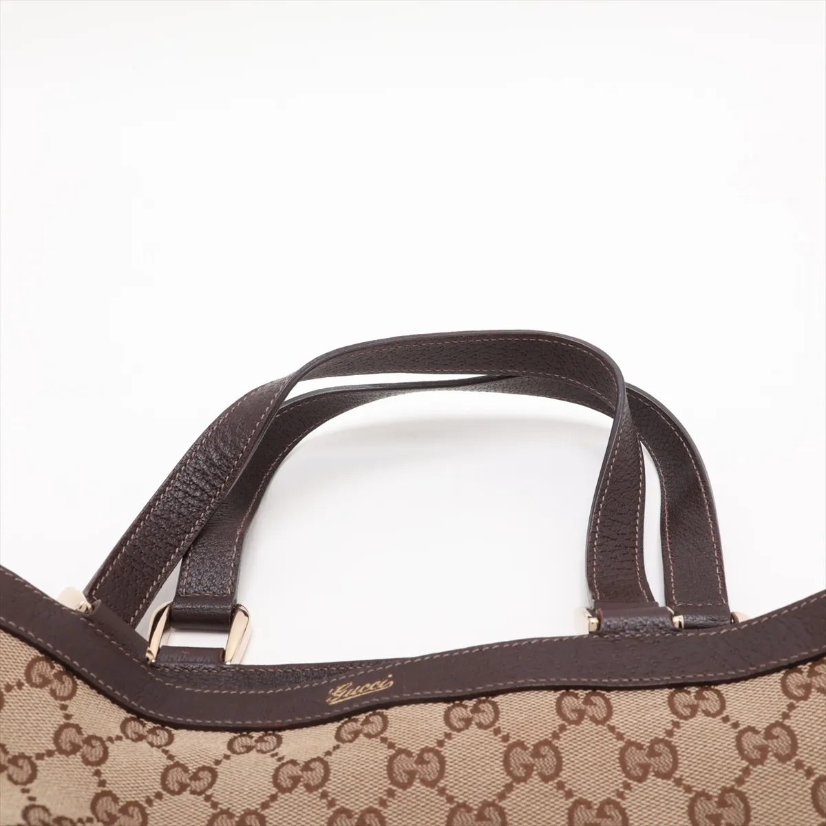 GG Canvas 170004 Canvas x Leather Tote Bag Beige x Brown — view 6