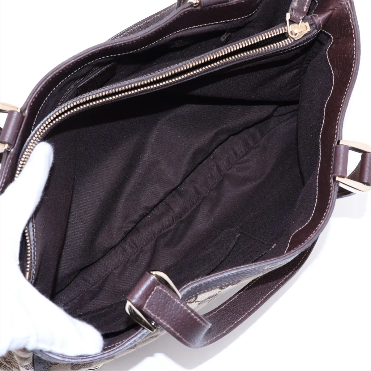 GG Canvas 170004 Canvas x Leather Tote Bag Beige x Brown — view 7