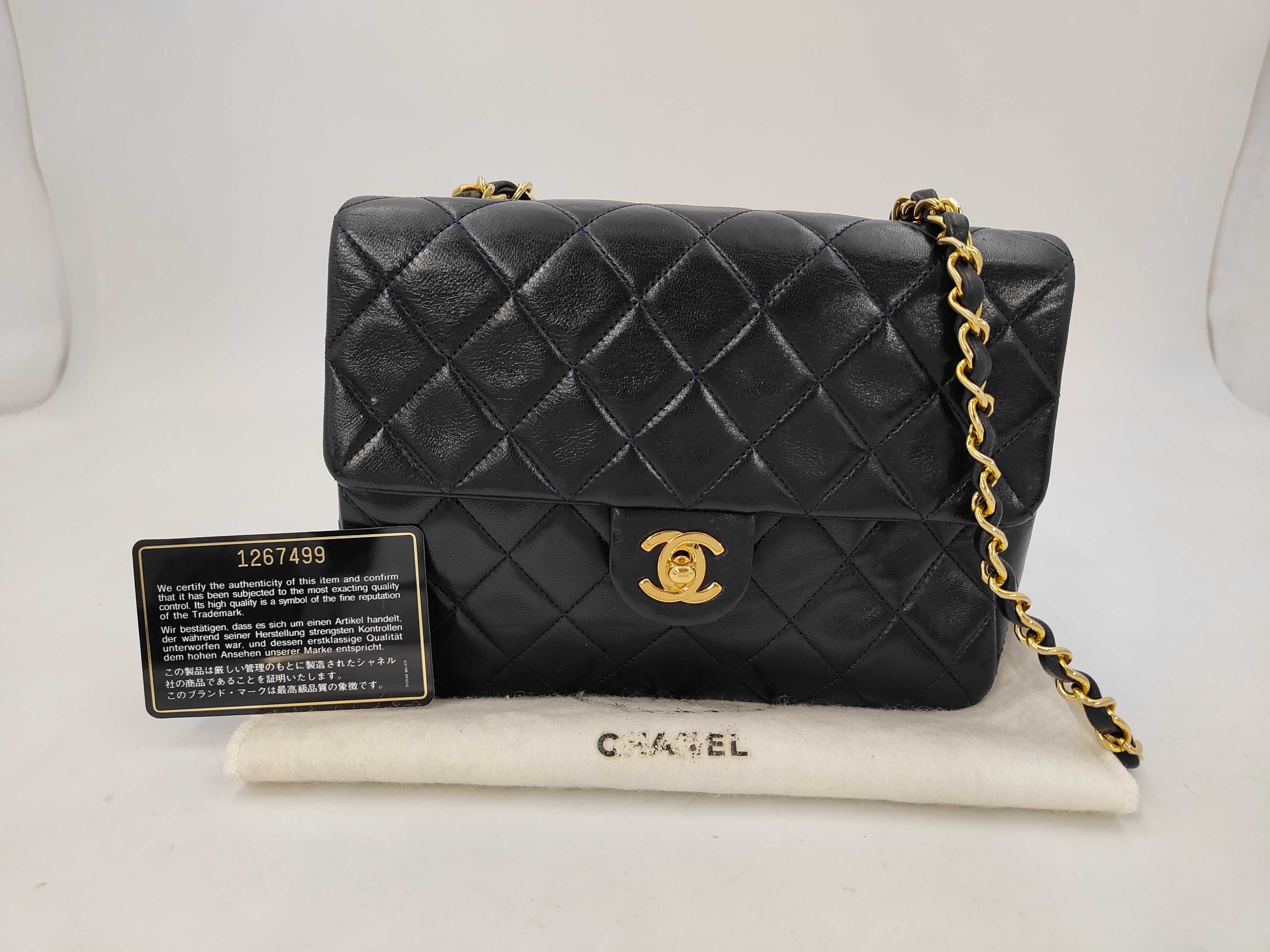 Lambskin Mini Matelassé Leather Navy Chain Shoulder Bag