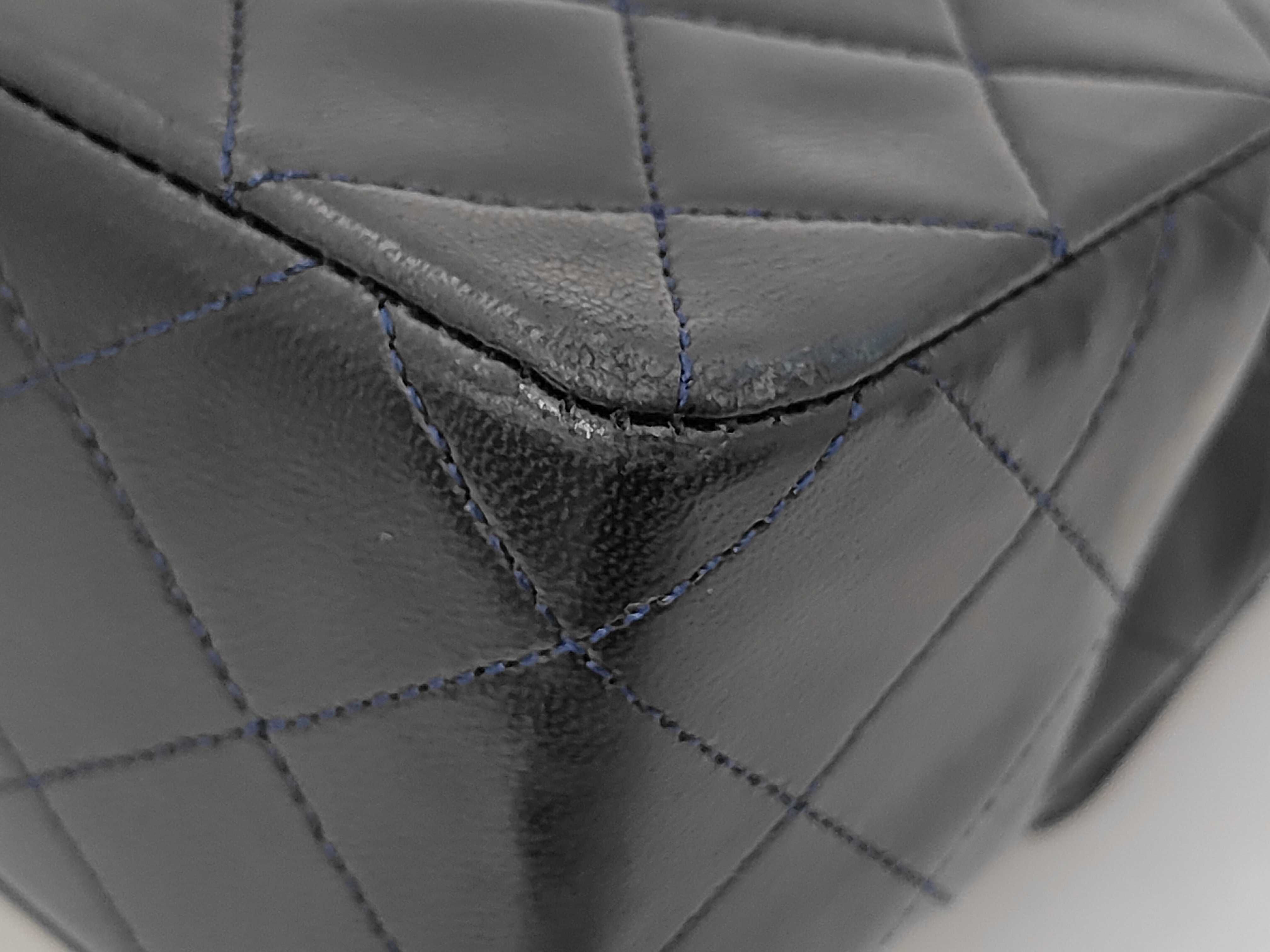 Lambskin Mini Matelassé Leather Navy Chain Shoulder Bag — view 3