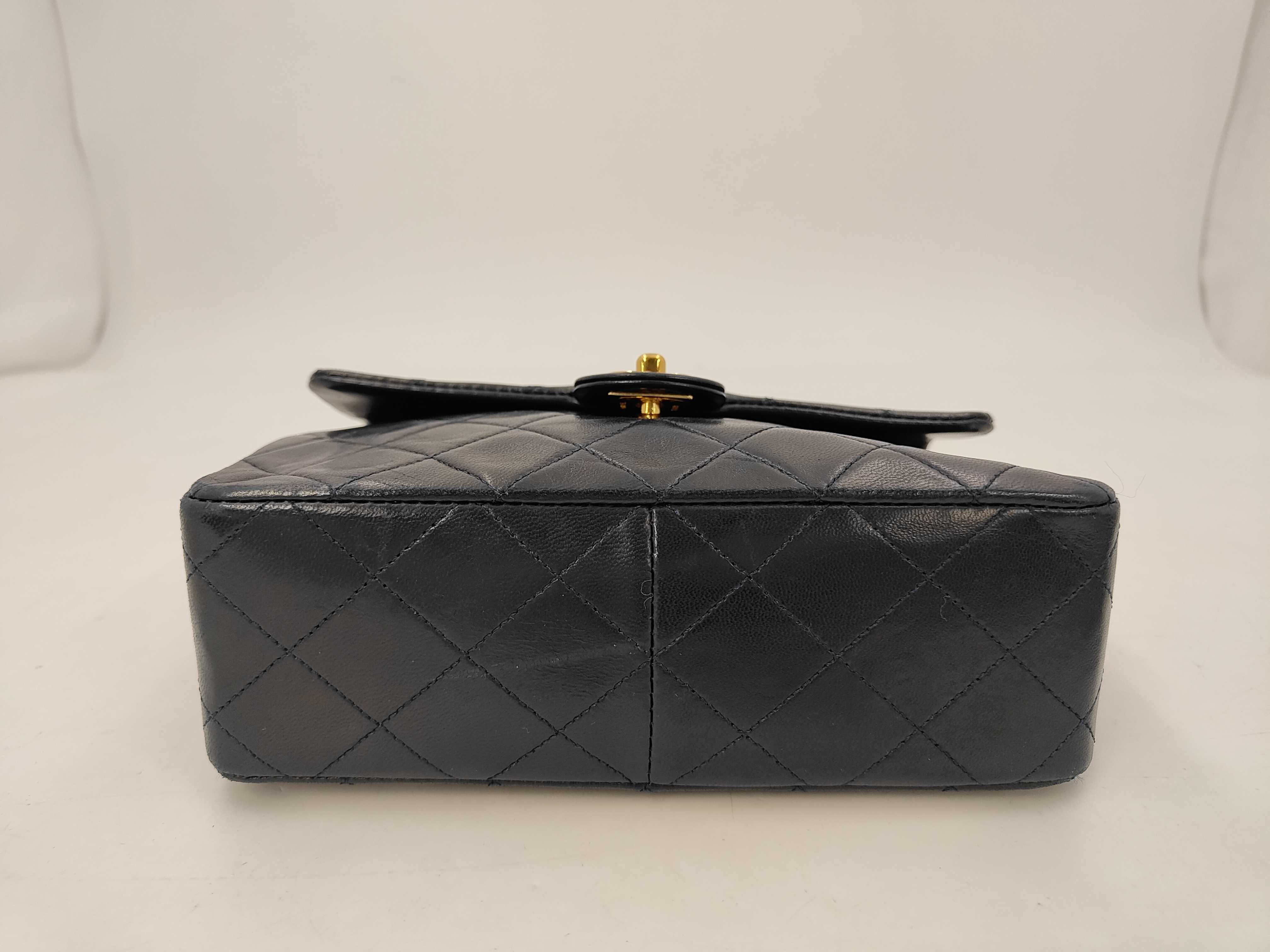 Lambskin Mini Matelassé Leather Navy Chain Shoulder Bag — view 4