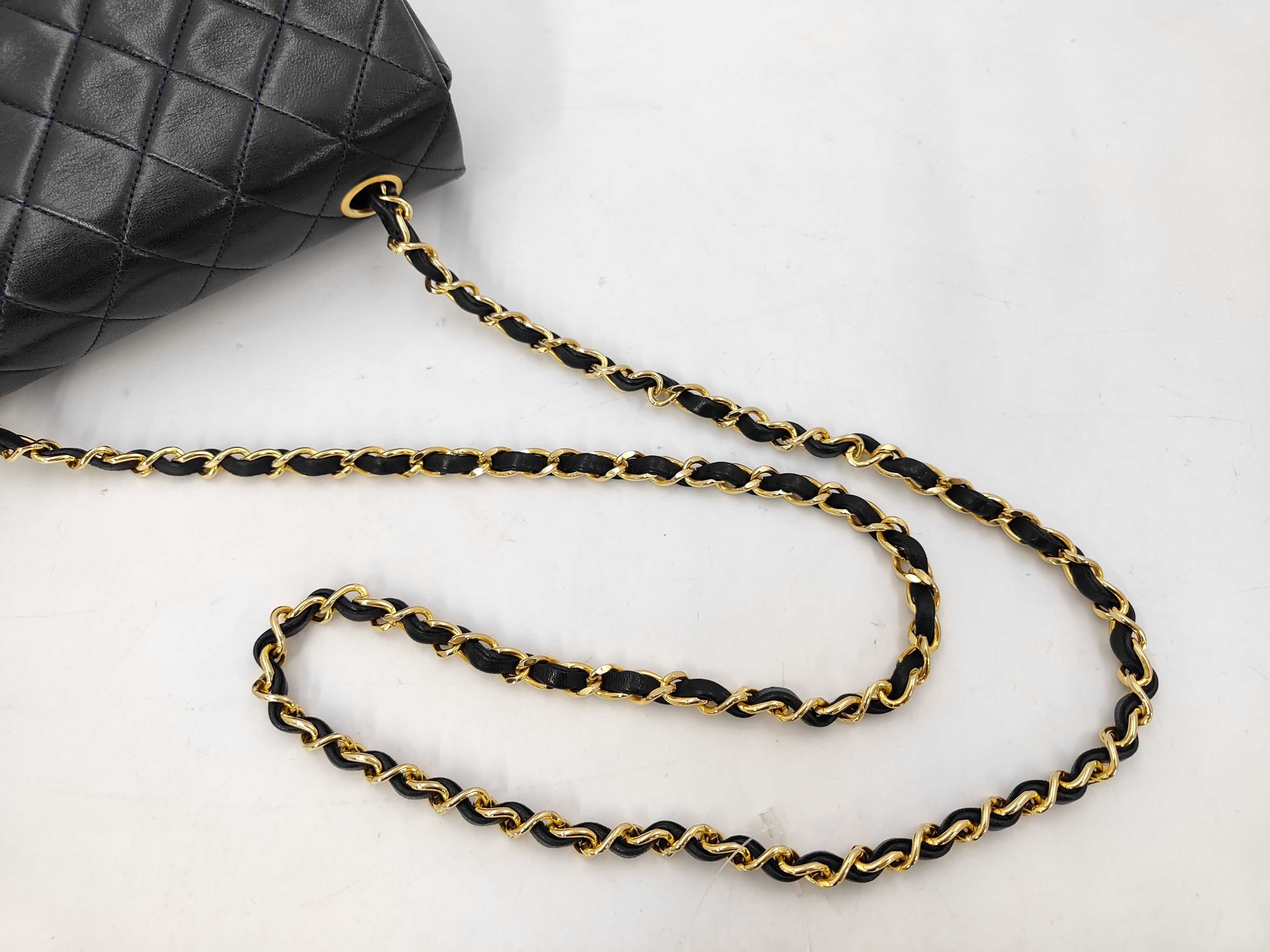 Lambskin Mini Matelassé Leather Navy Chain Shoulder Bag — view 5