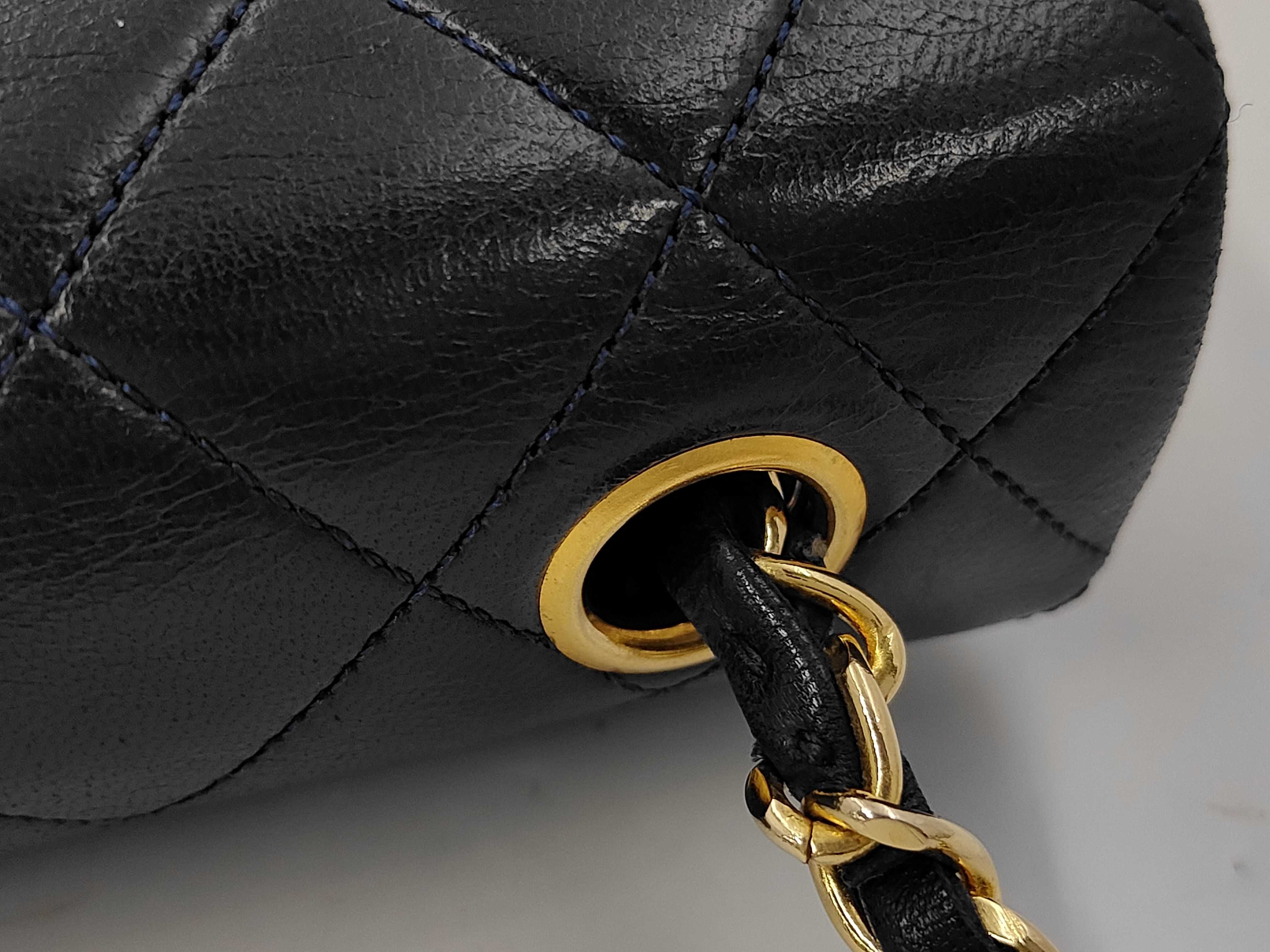 Lambskin Mini Matelassé Leather Navy Chain Shoulder Bag — view 7
