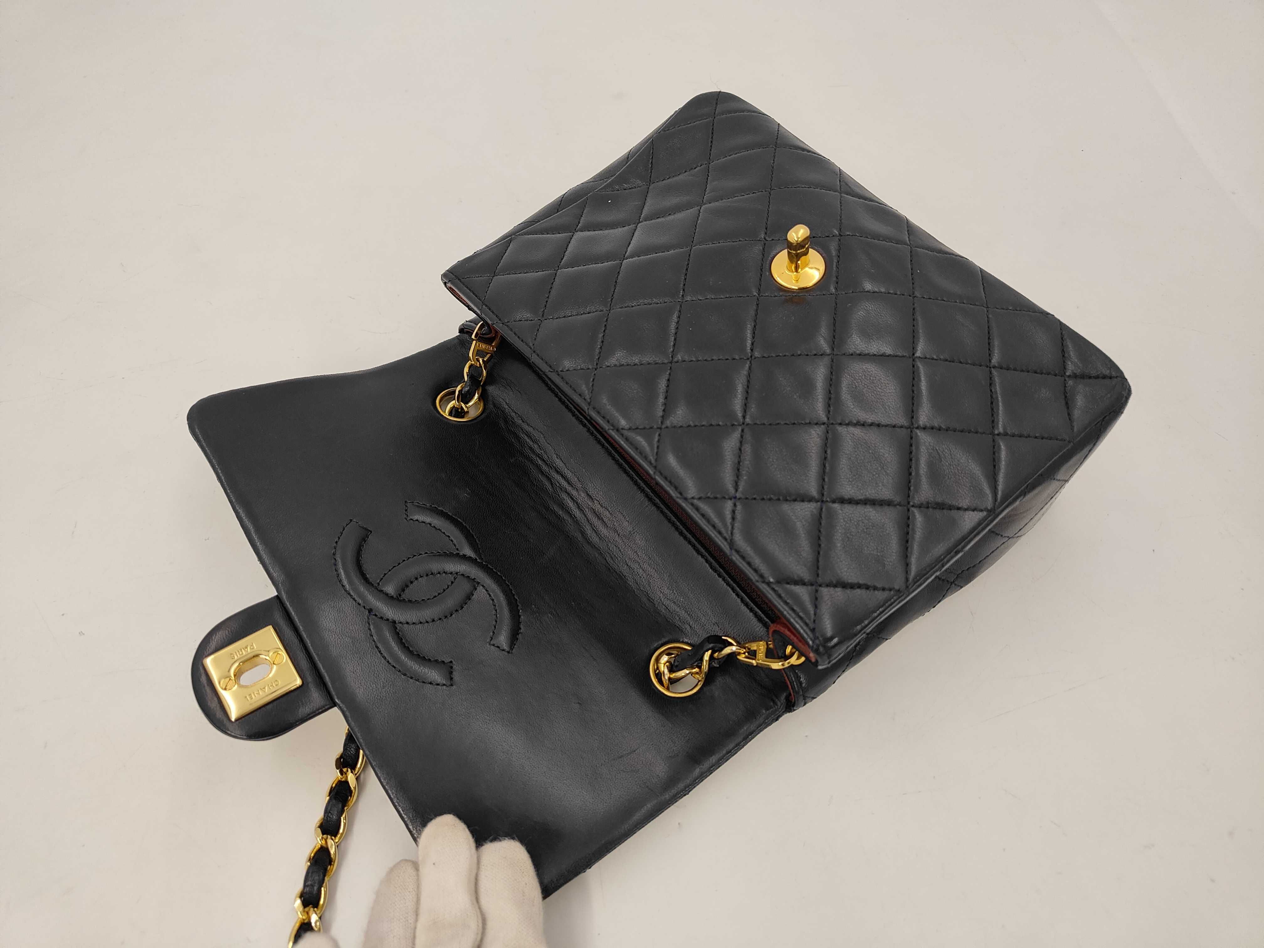 Lambskin Mini Matelassé Leather Navy Chain Shoulder Bag — view 9