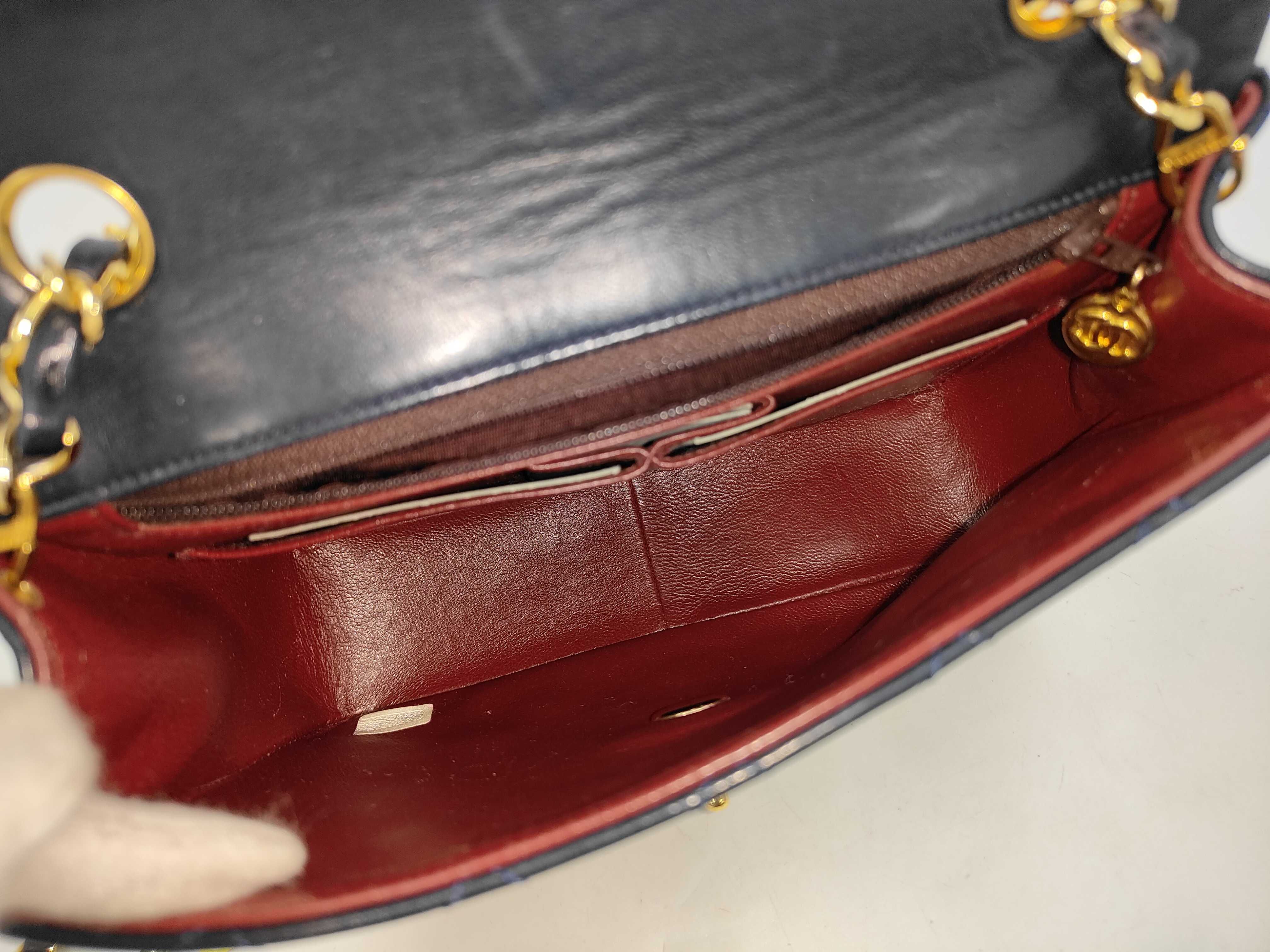 Lambskin Mini Matelassé Leather Navy Chain Shoulder Bag — view 10