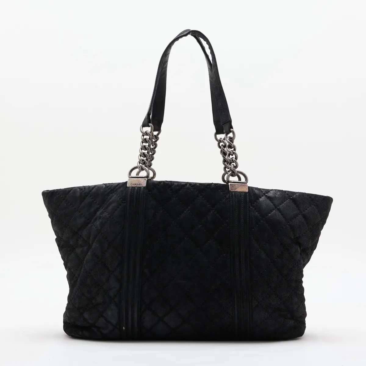 Boy Chanel Leather Chain Tote Bag, Black with Gunmetal Hardware, 18489340, Serial Number 18-series, Guarantee Card (Deformed) — view 2