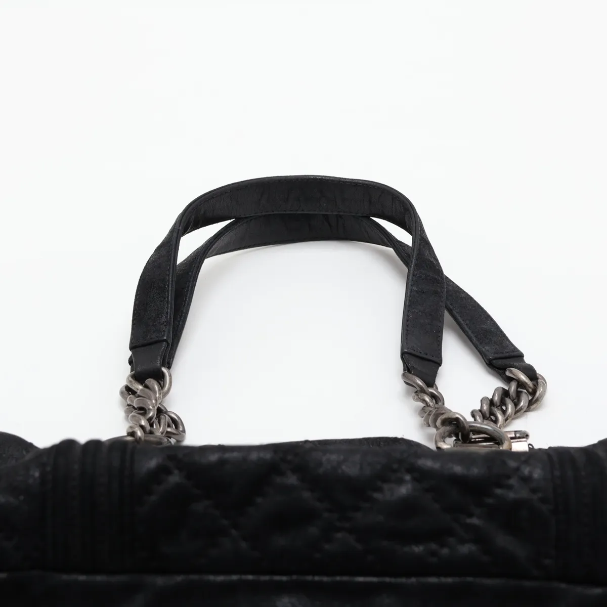 Boy Chanel Leather Chain Tote Bag, Black with Gunmetal Hardware, 18489340, Serial Number 18-series, Guarantee Card (Deformed) — view 6