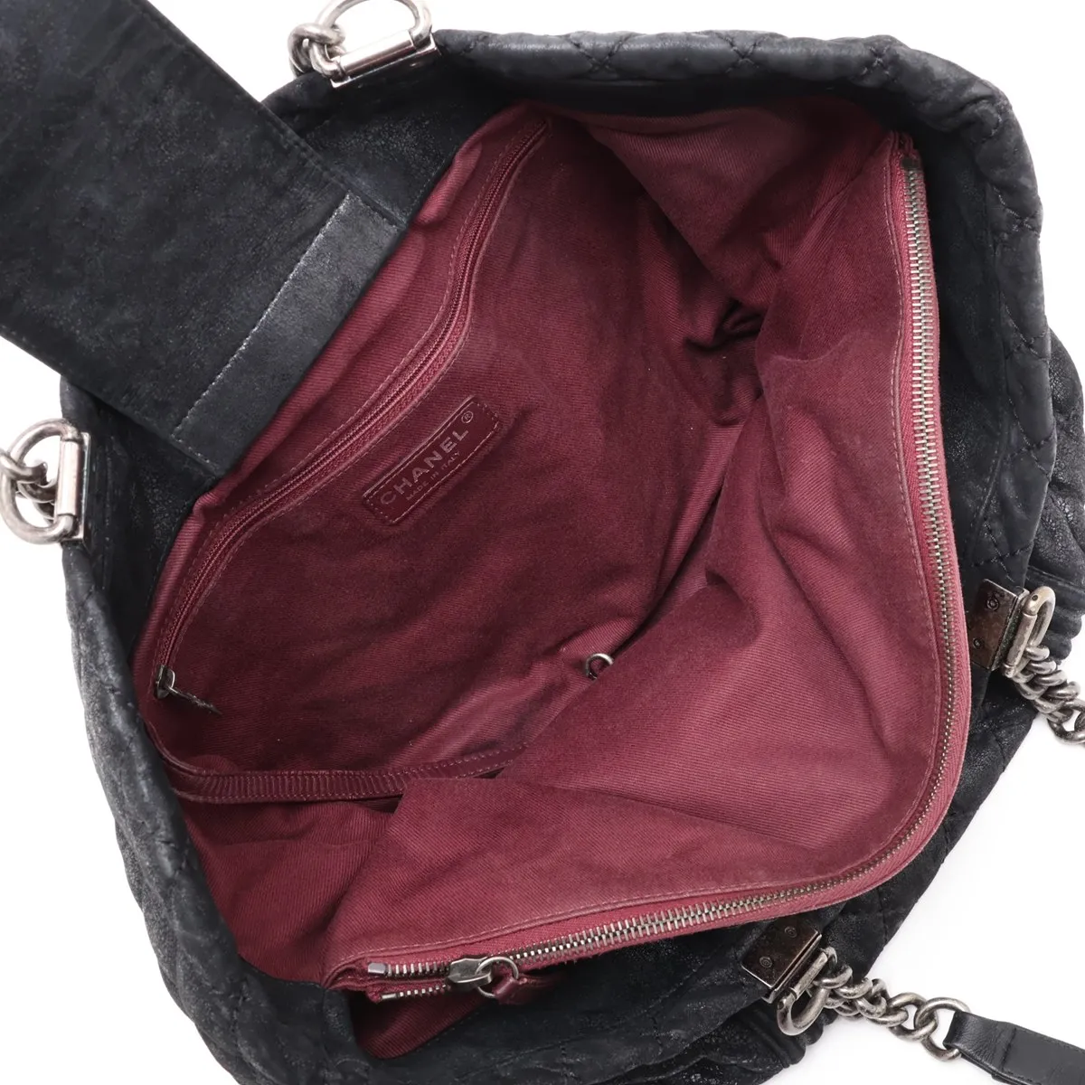 Boy Chanel Leather Chain Tote Bag, Black with Gunmetal Hardware, 18489340, Serial Number 18-series, Guarantee Card (Deformed) — view 7