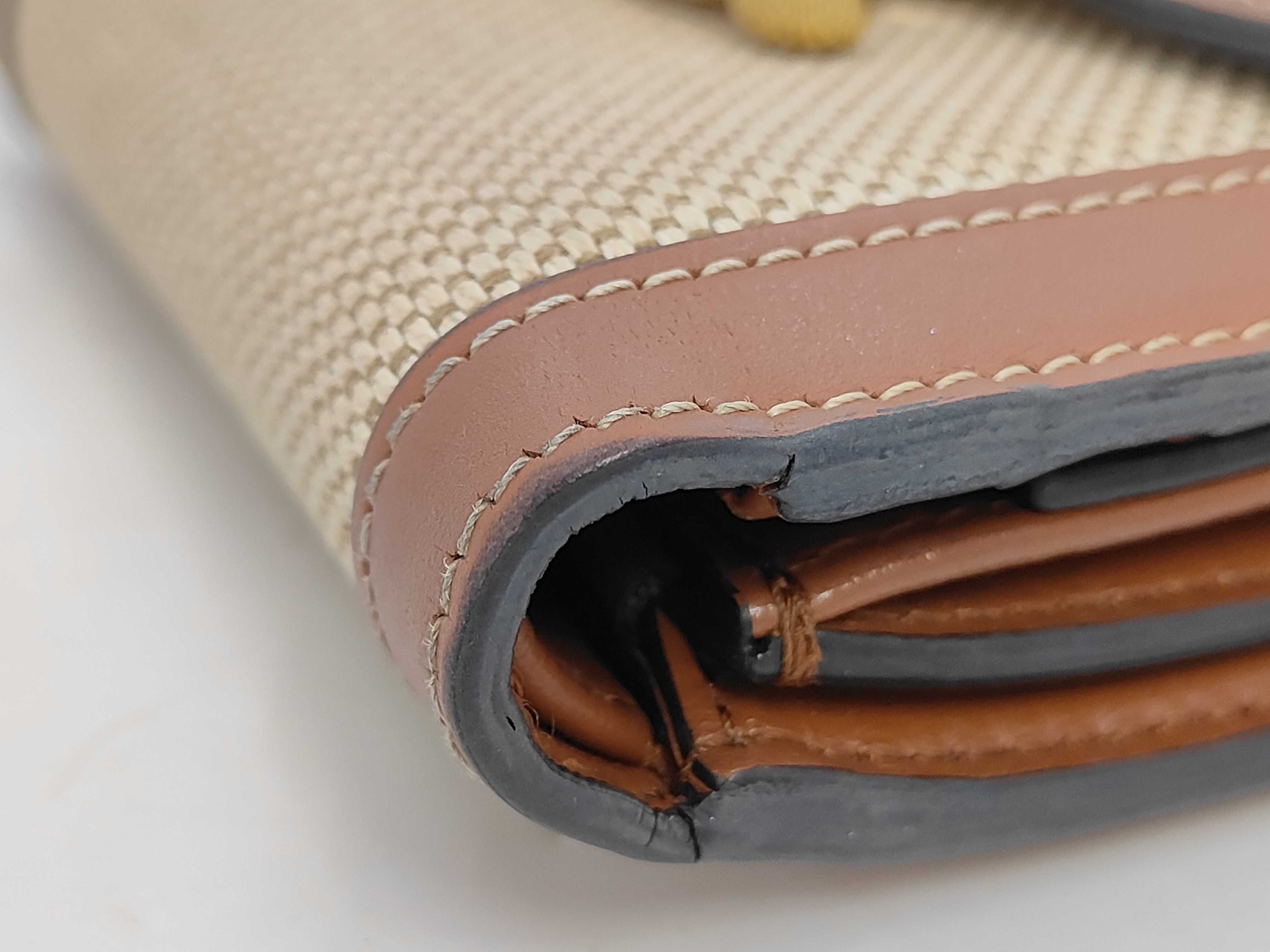 Triomphe Tri-fold Wallet, Canvas, Beige x Brown — view 4