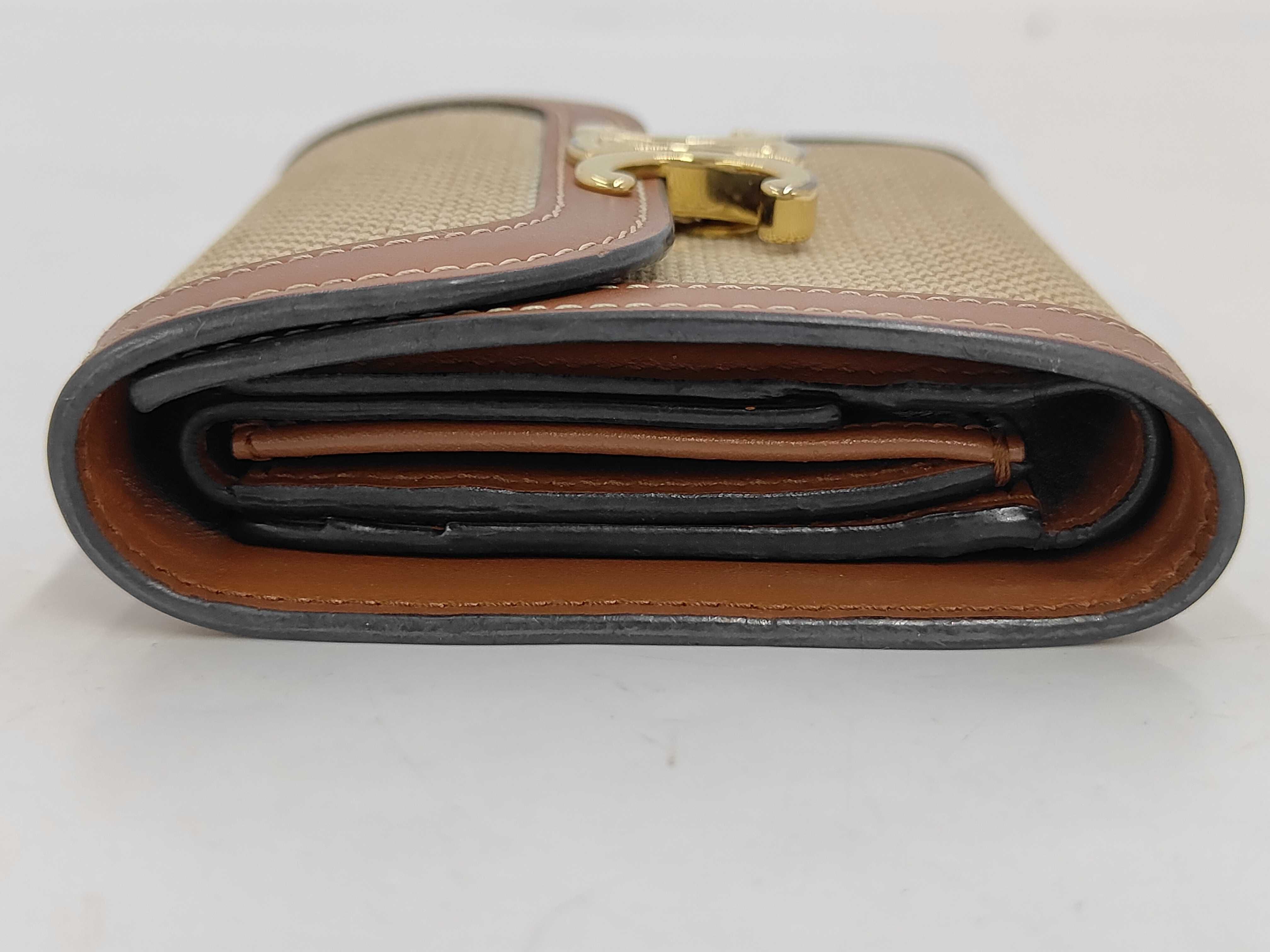 Triomphe Tri-fold Wallet, Canvas, Beige x Brown — view 5