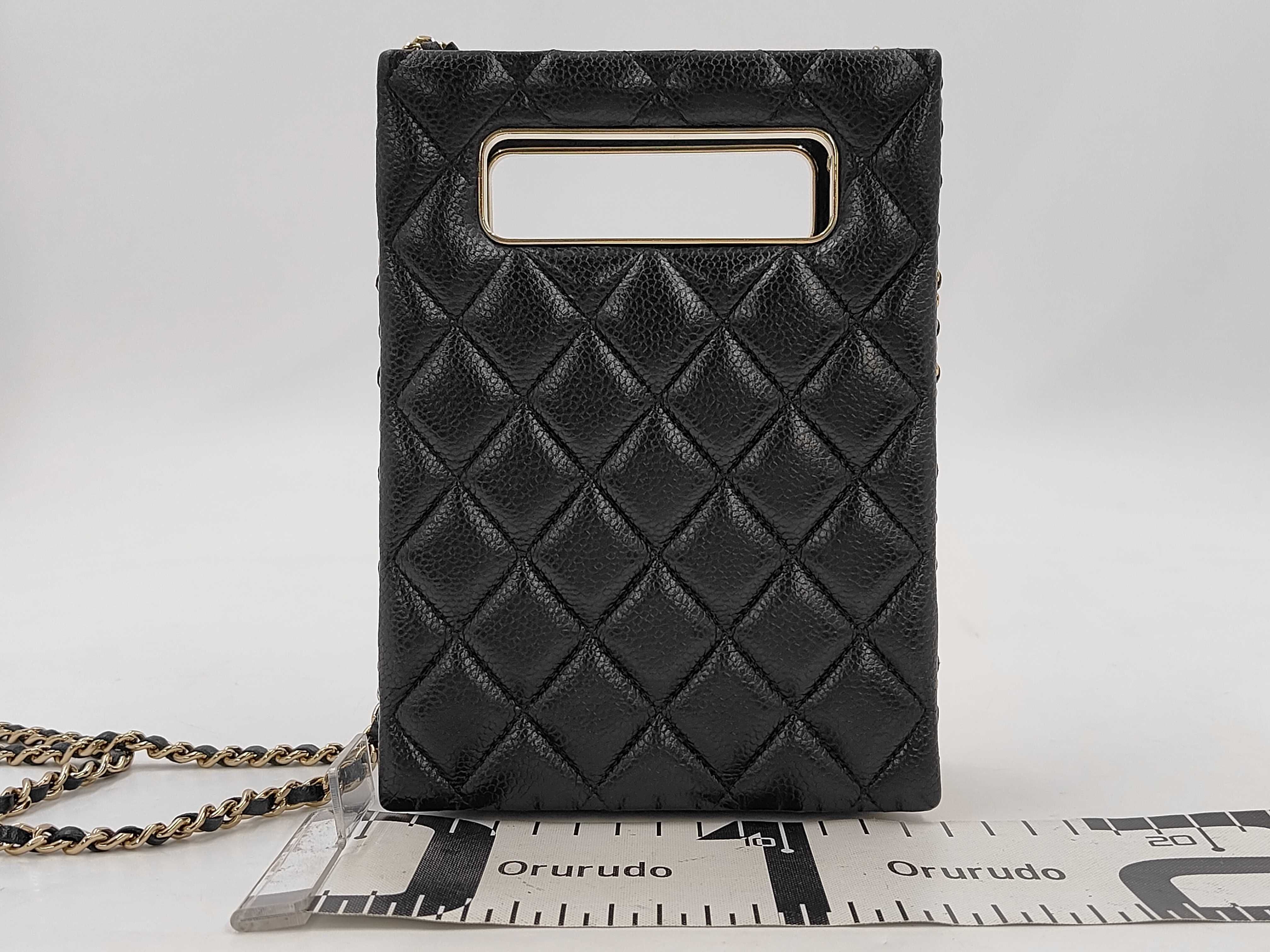 chain bag, black with gold buckle. — view 2