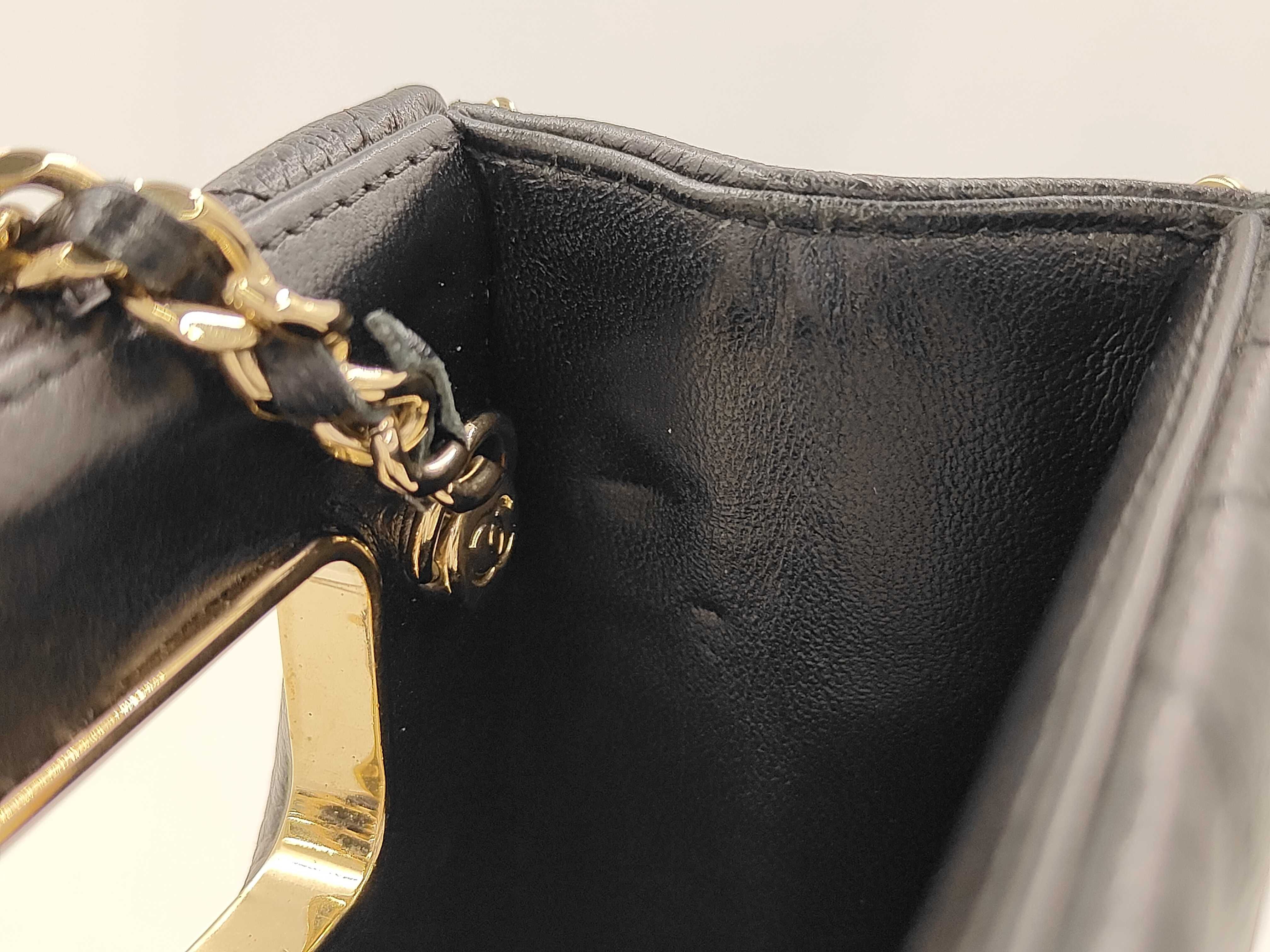 chain bag, black with gold buckle. — view 11