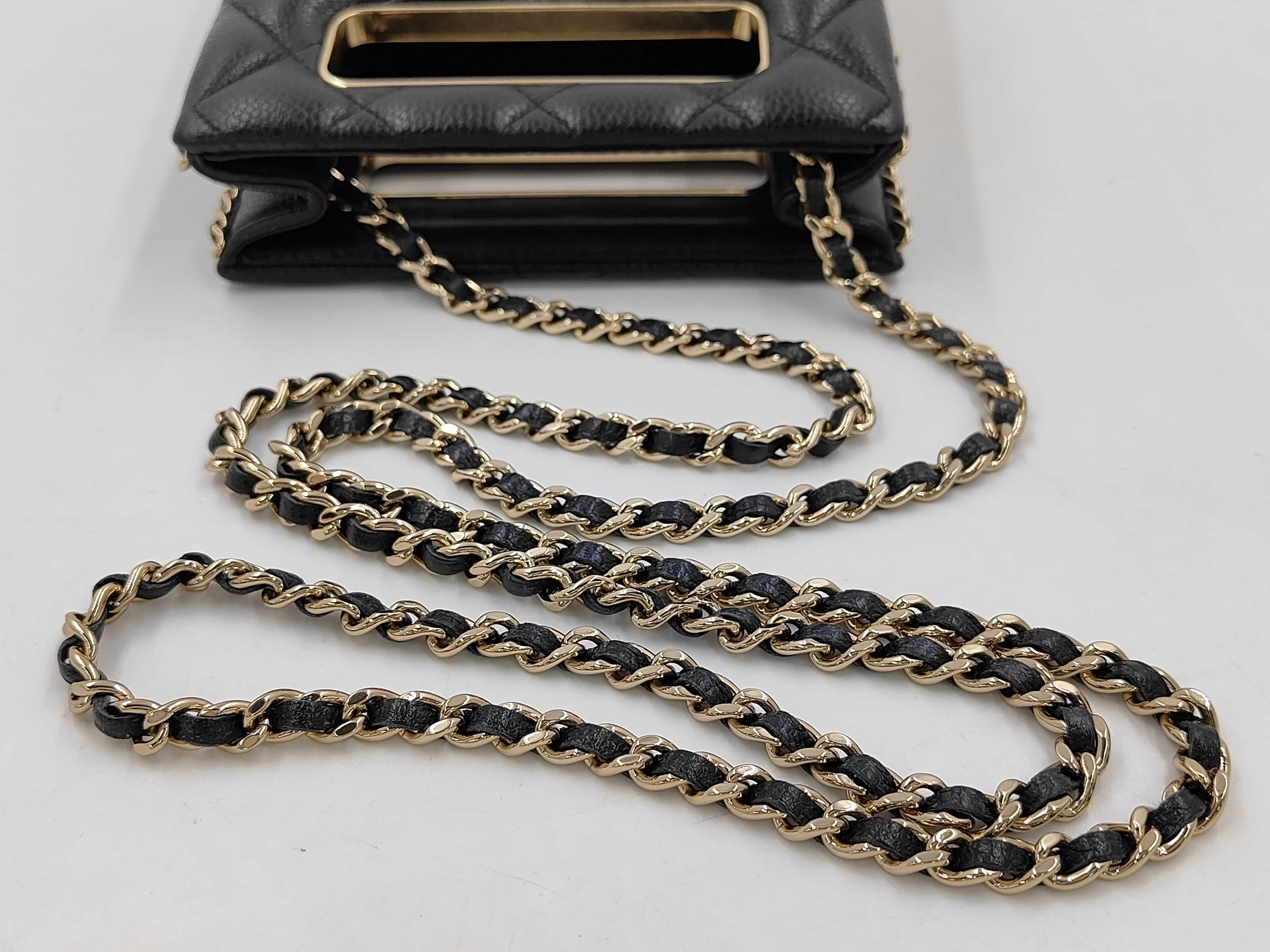 chain bag, black with gold buckle. — view 3
