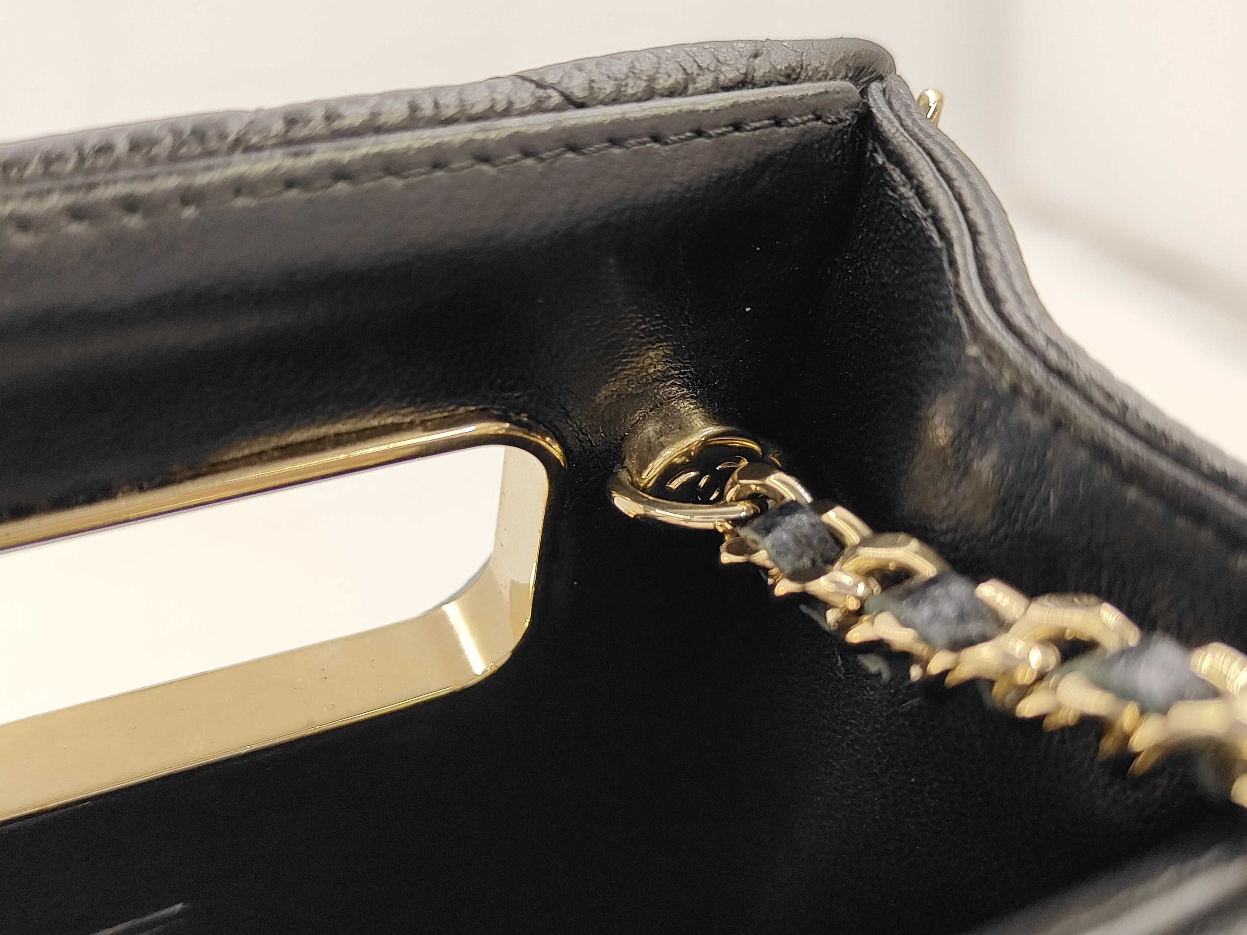 chain bag, black with gold buckle. — view 5