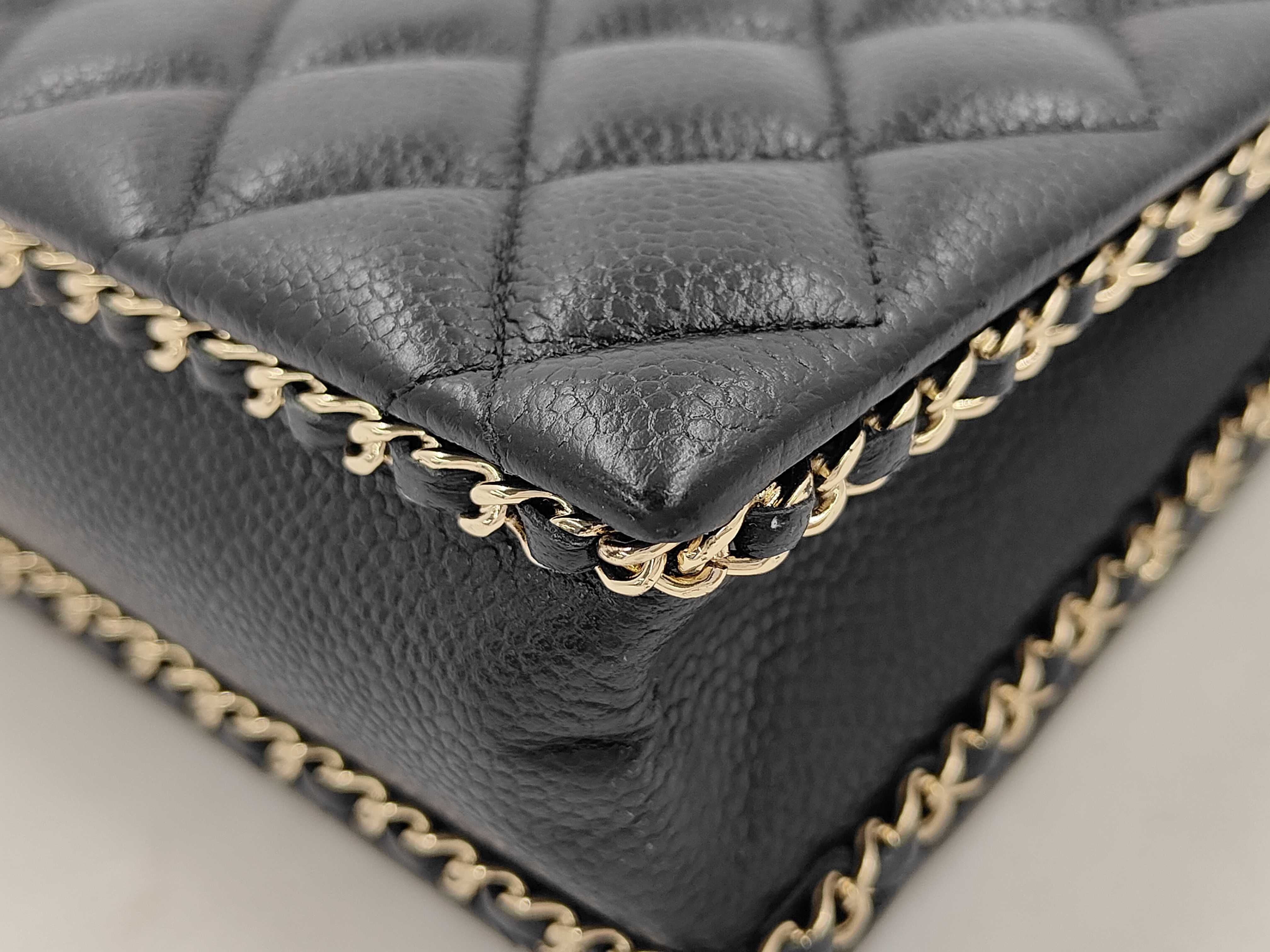 chain bag, black with gold buckle. — view 6