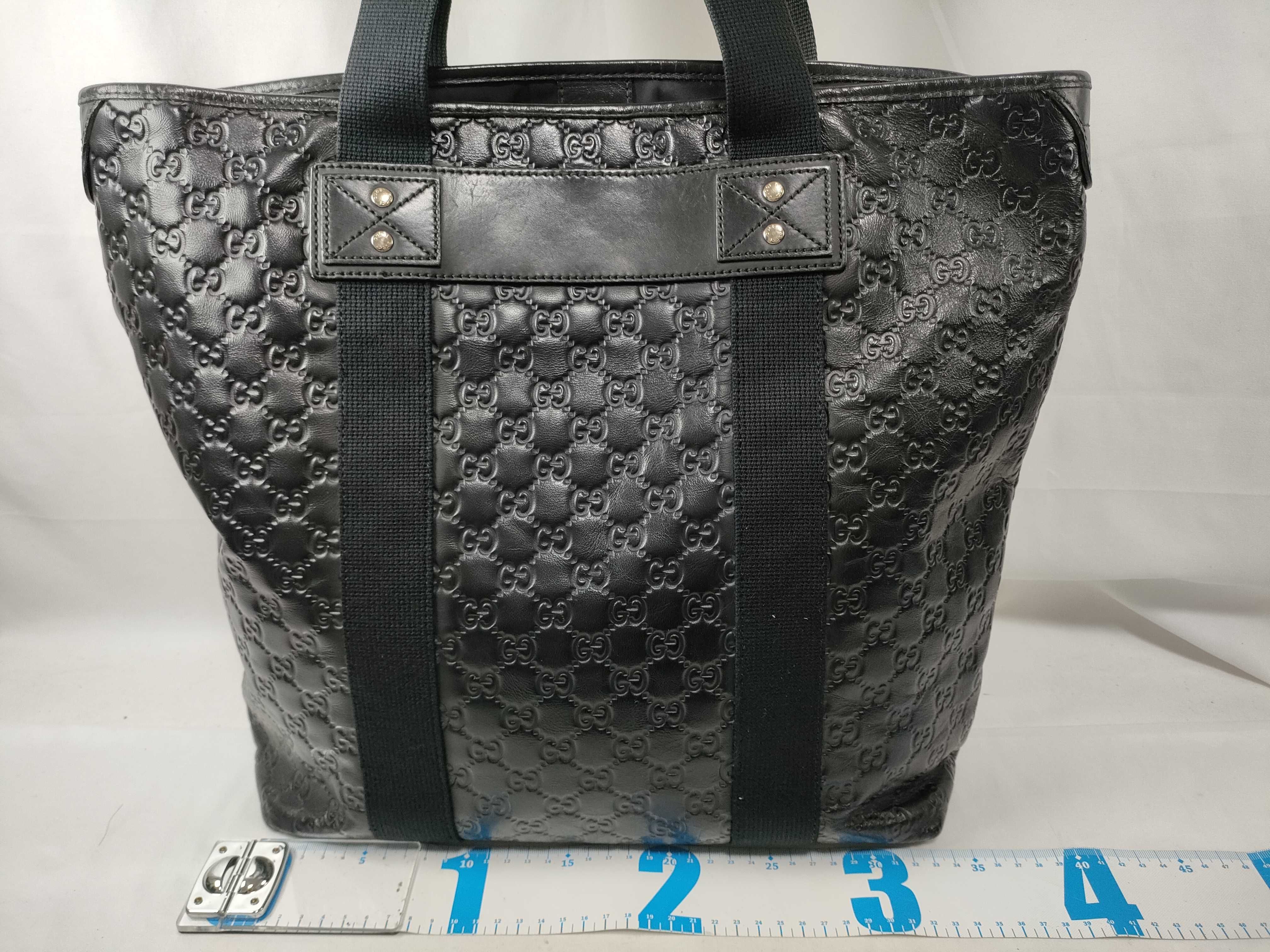 GG Shima Leather Sherry Line Tote Bag, Black Tote Bag — view 2