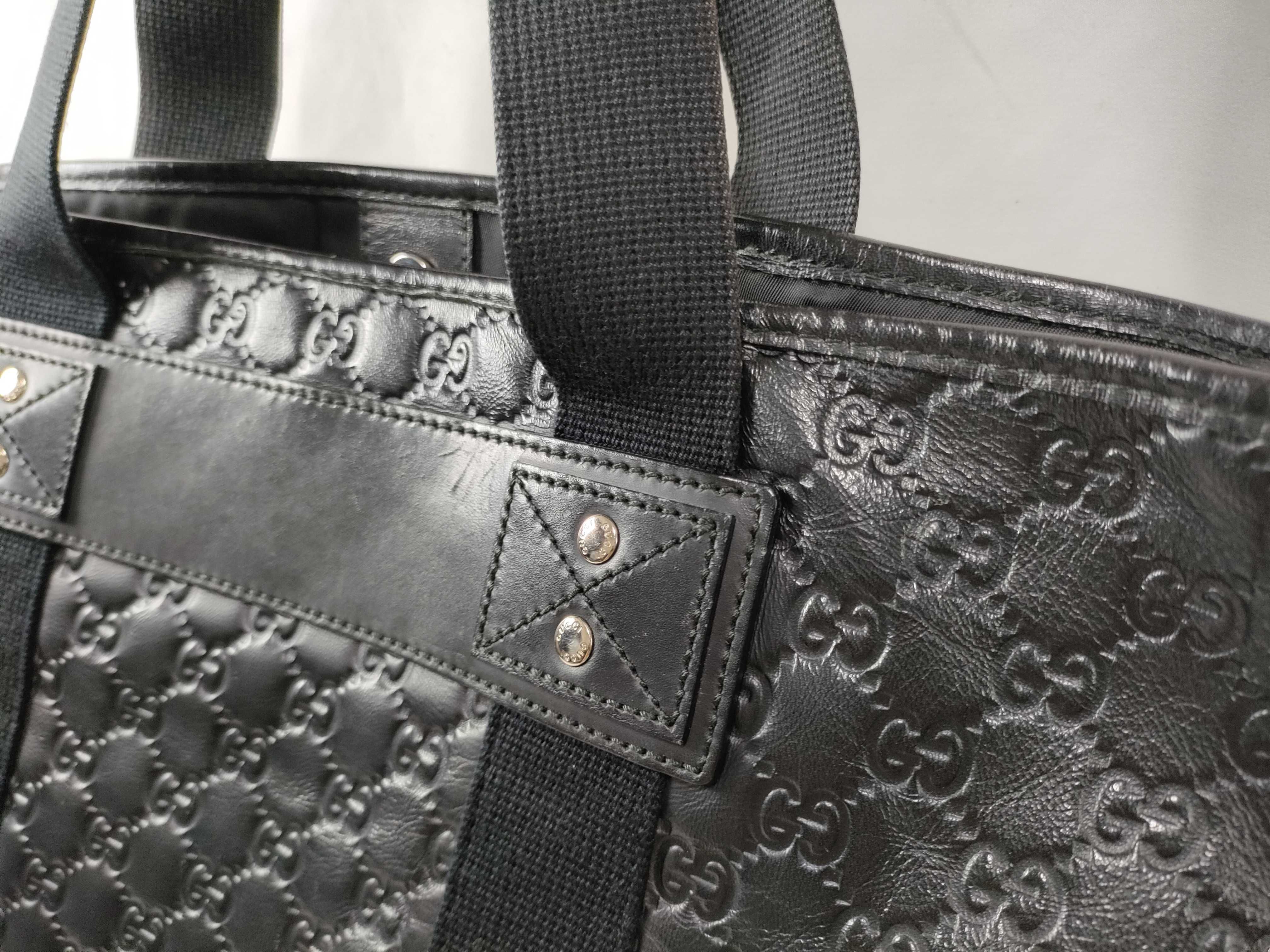 GG Shima Leather Sherry Line Tote Bag, Black Tote Bag — view 4