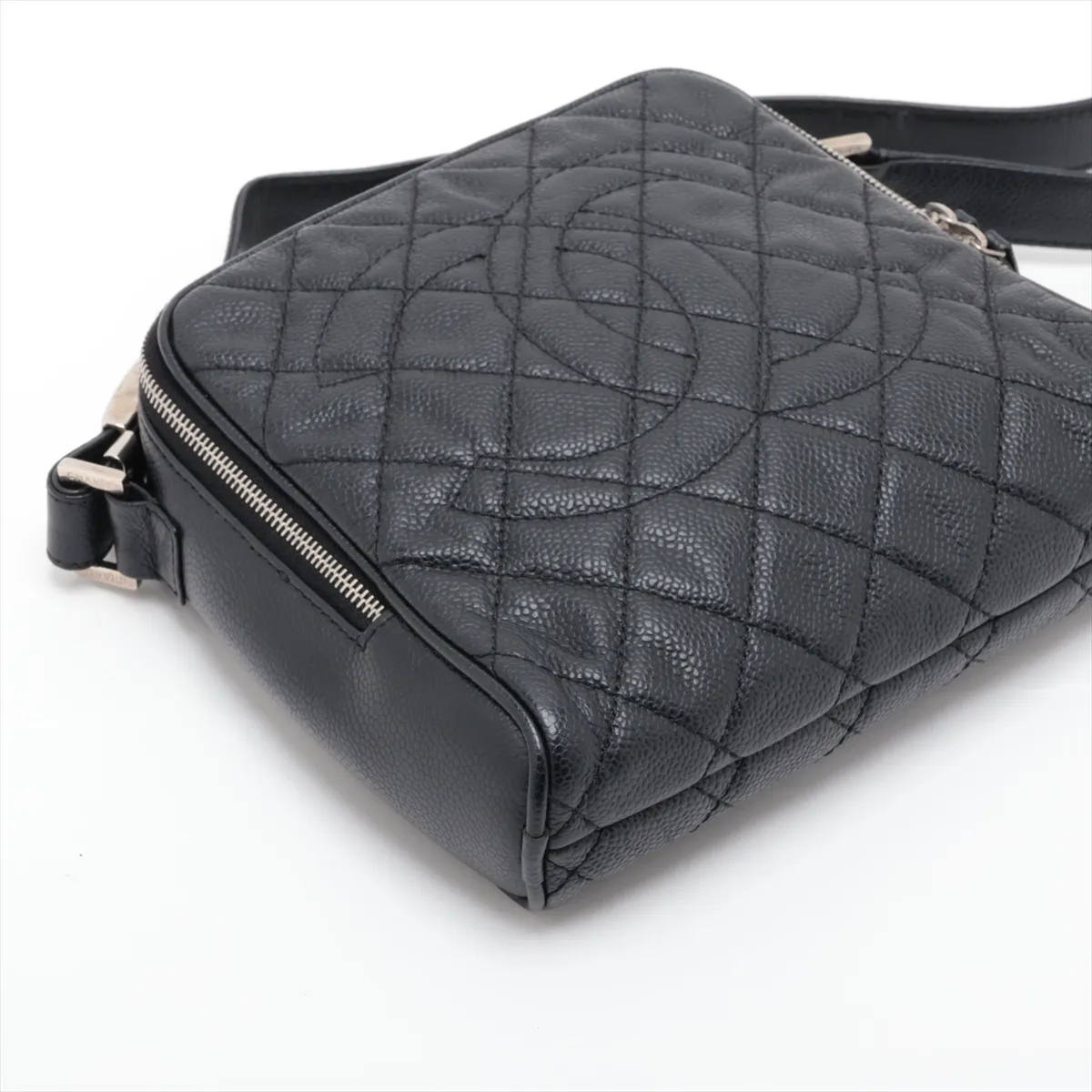 Matelassé Caviar Skin Shoulder Bag, Black with Silver Hardware, Item No. 12375881, Series No. 12 — view 4