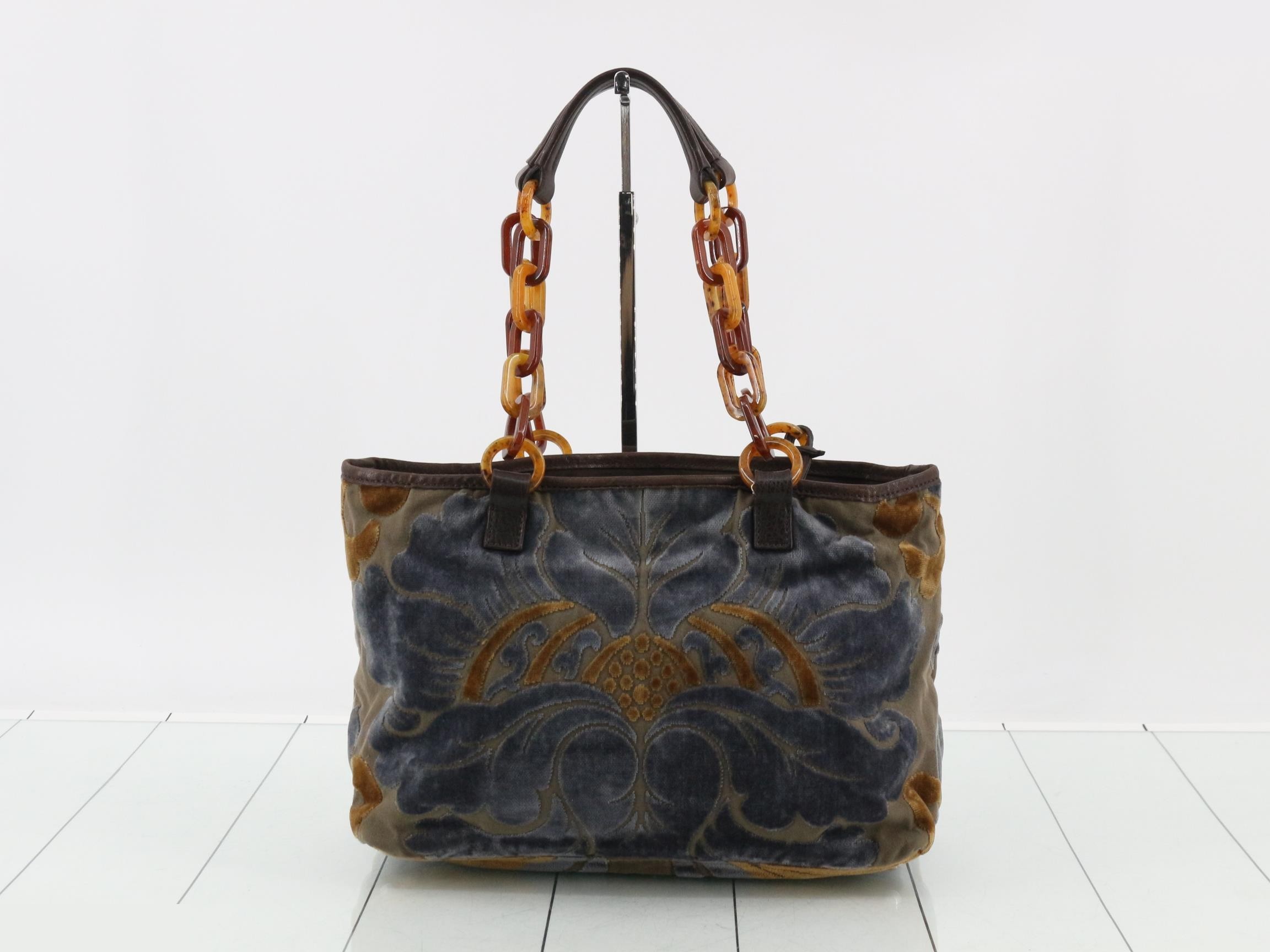 Other lines: Bags - Chain handbag - Velour - Blue — view 2