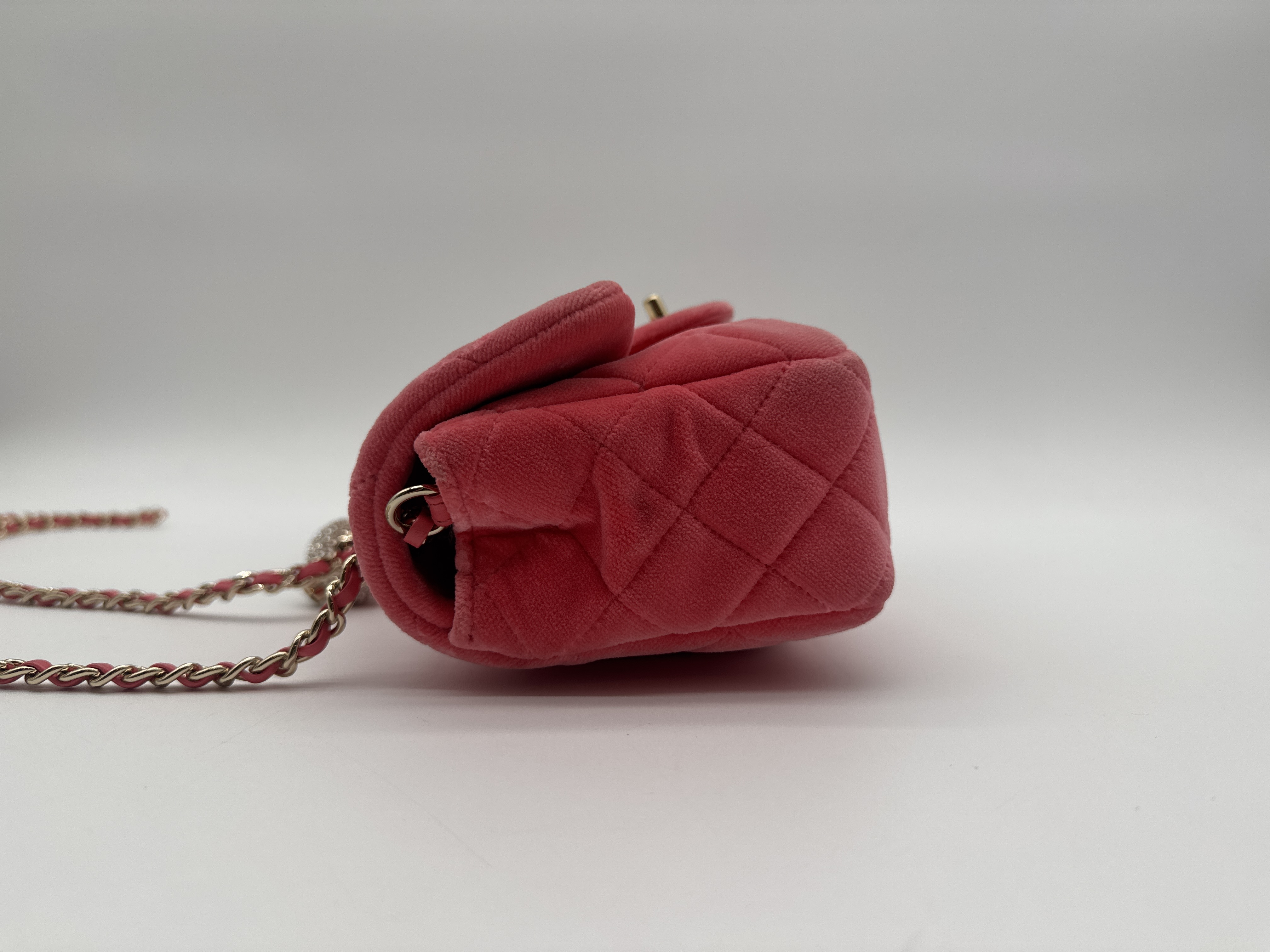 Velvet Mini Matelassé Pink Shoulder Bag — view 4