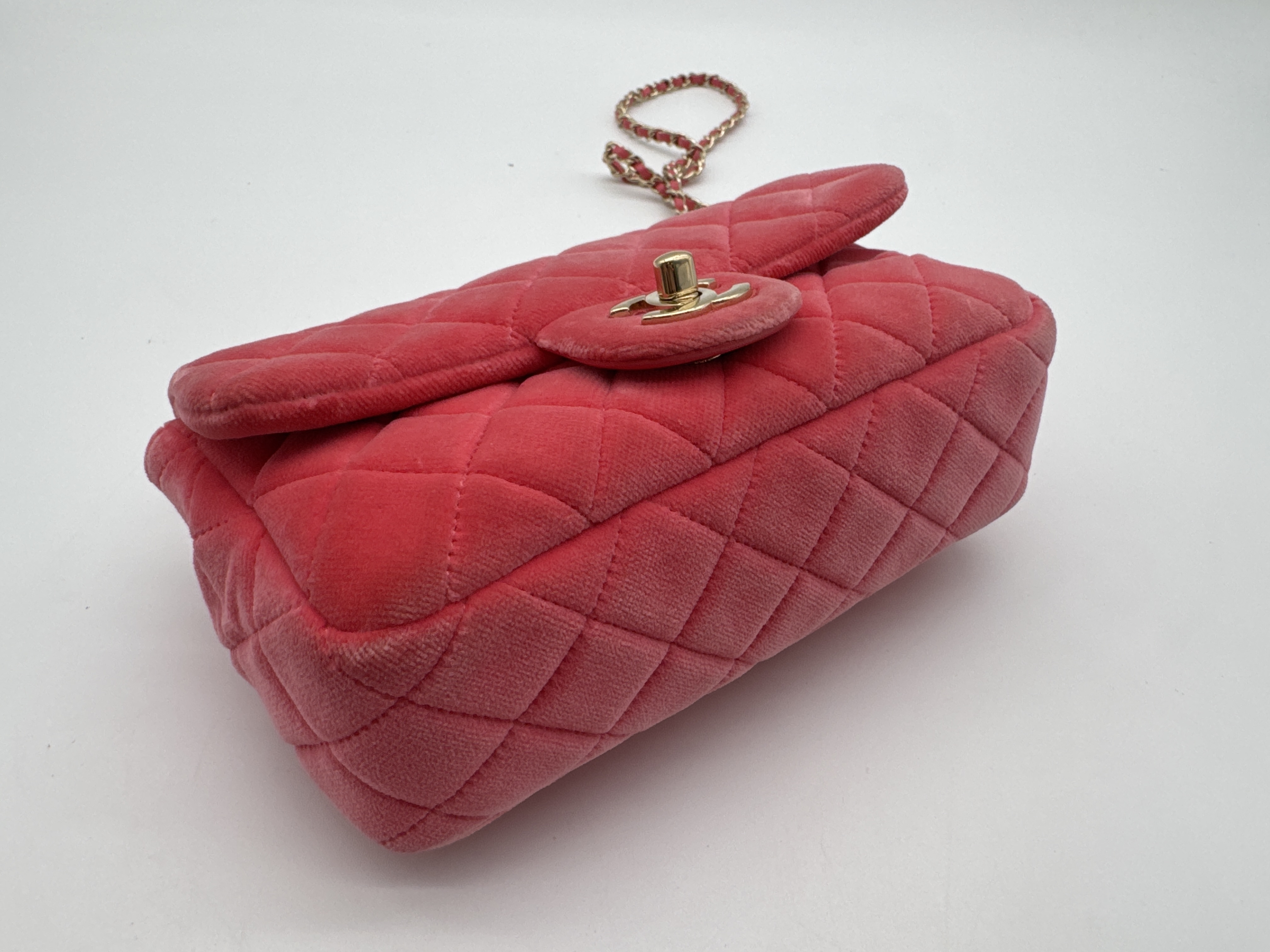Velvet Mini Matelassé Pink Shoulder Bag — view 6