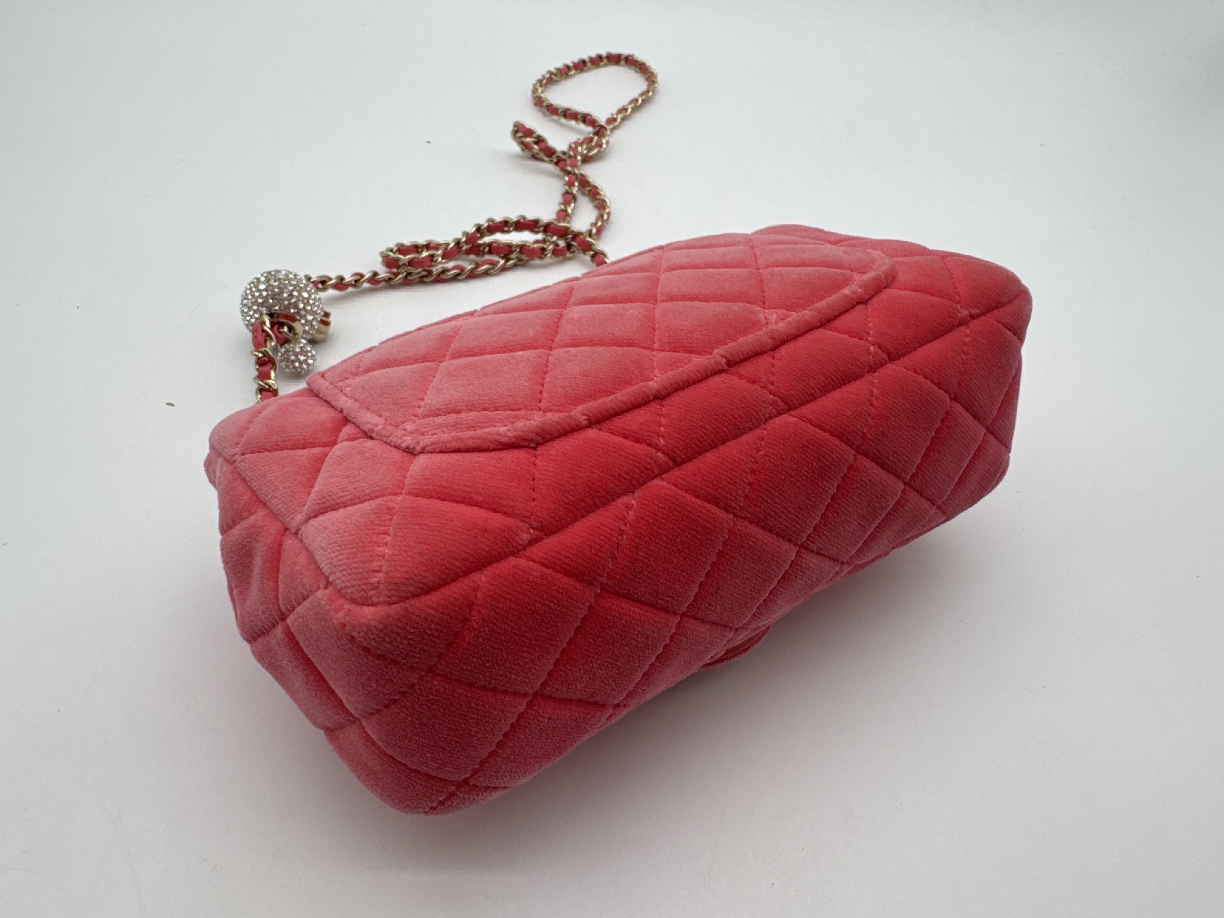 Velvet Mini Matelassé Pink Shoulder Bag — view 7