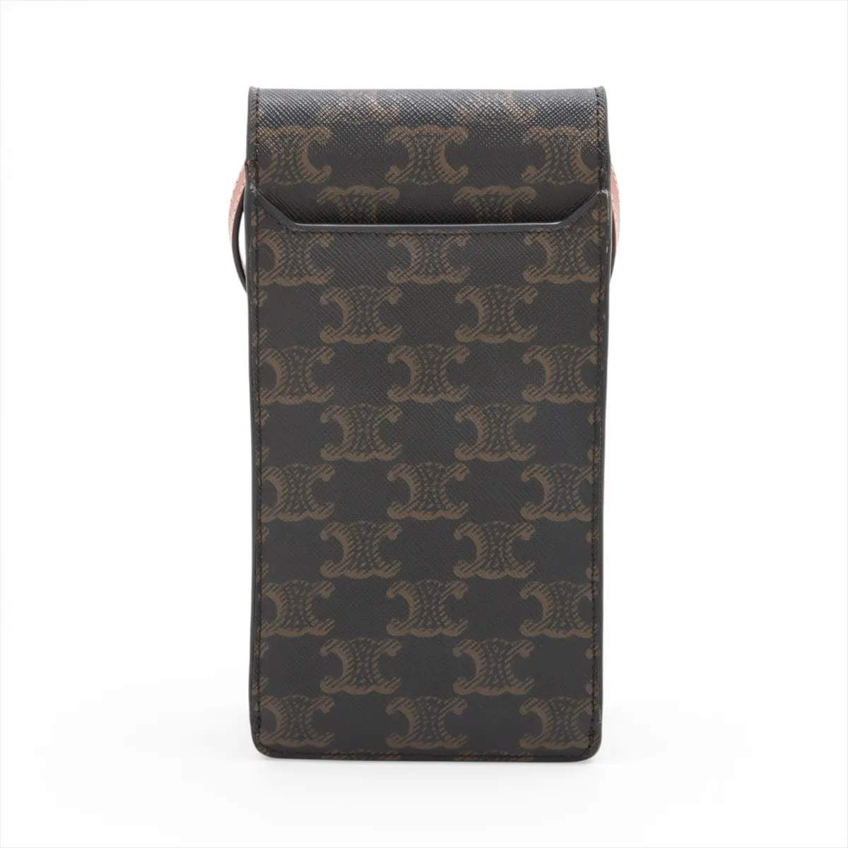Triomphe Double Phone Pouch PVC x Leather Shoulder Bag Brown — view 2