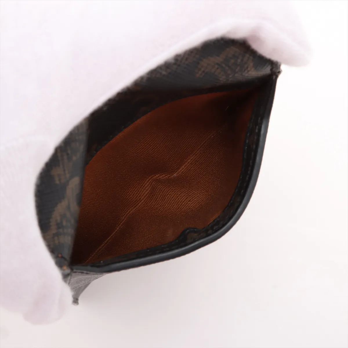Triomphe Double Phone Pouch PVC x Leather Shoulder Bag Brown — view 7