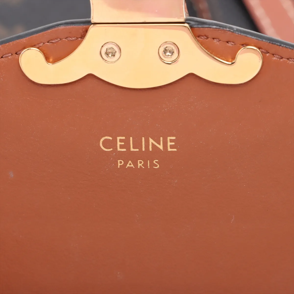 Triomphe Double Phone Pouch PVC x Leather Shoulder Bag Brown — view 8