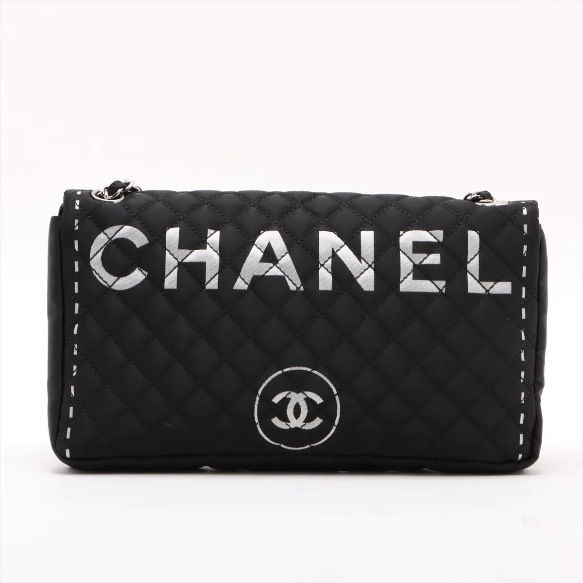 [Individually wrapped] Chanel Matelasse Nylon Single Flap Double Chain Bag Black Silver Hardware 11996989 No. 11 — view 2