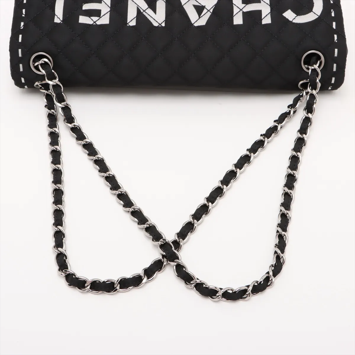 [Individually wrapped] Chanel Matelasse Nylon Single Flap Double Chain Bag Black Silver Hardware 11996989 No. 11 — view 5