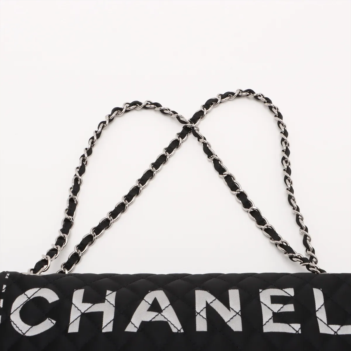 [Individually wrapped] Chanel Matelasse Nylon Single Flap Double Chain Bag Black Silver Hardware 11996989 No. 11 — view 6