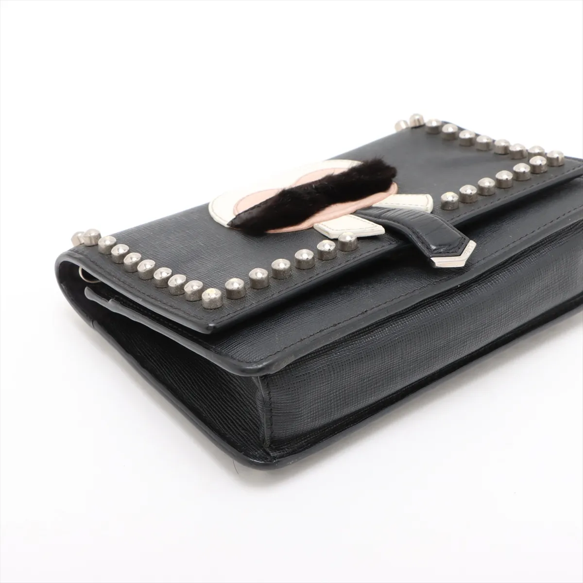 Carlito Karl Lagerfeld Motif Leather Chain Shoulder Bag Black 8M0346 — view 4