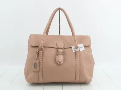 Pink leather handbag