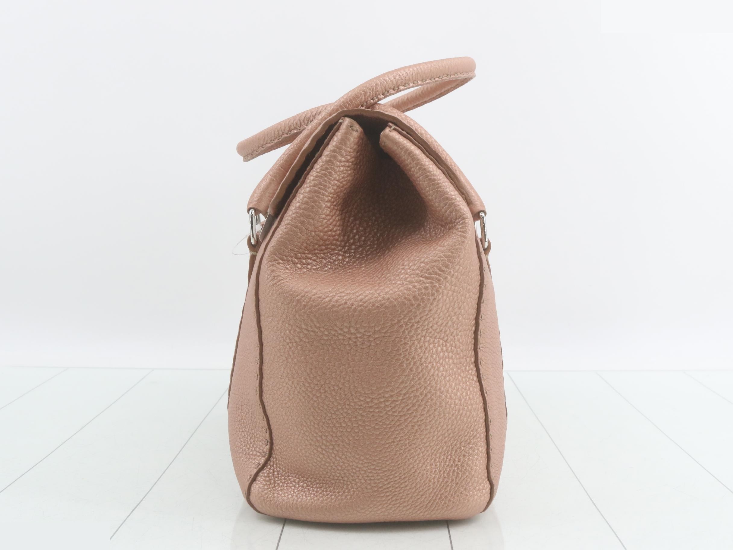 Pink leather handbag — view 3