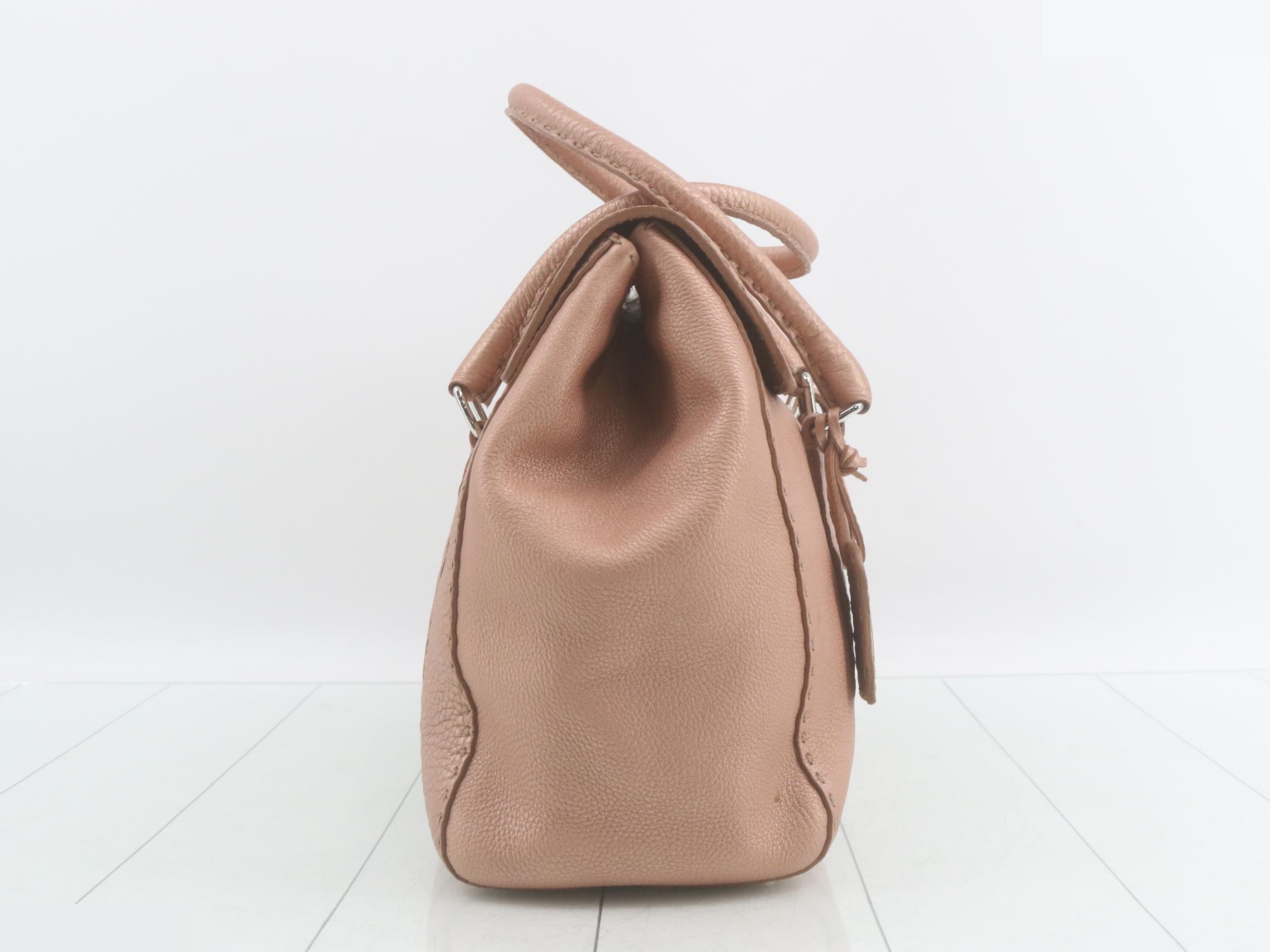 Pink leather handbag — view 4